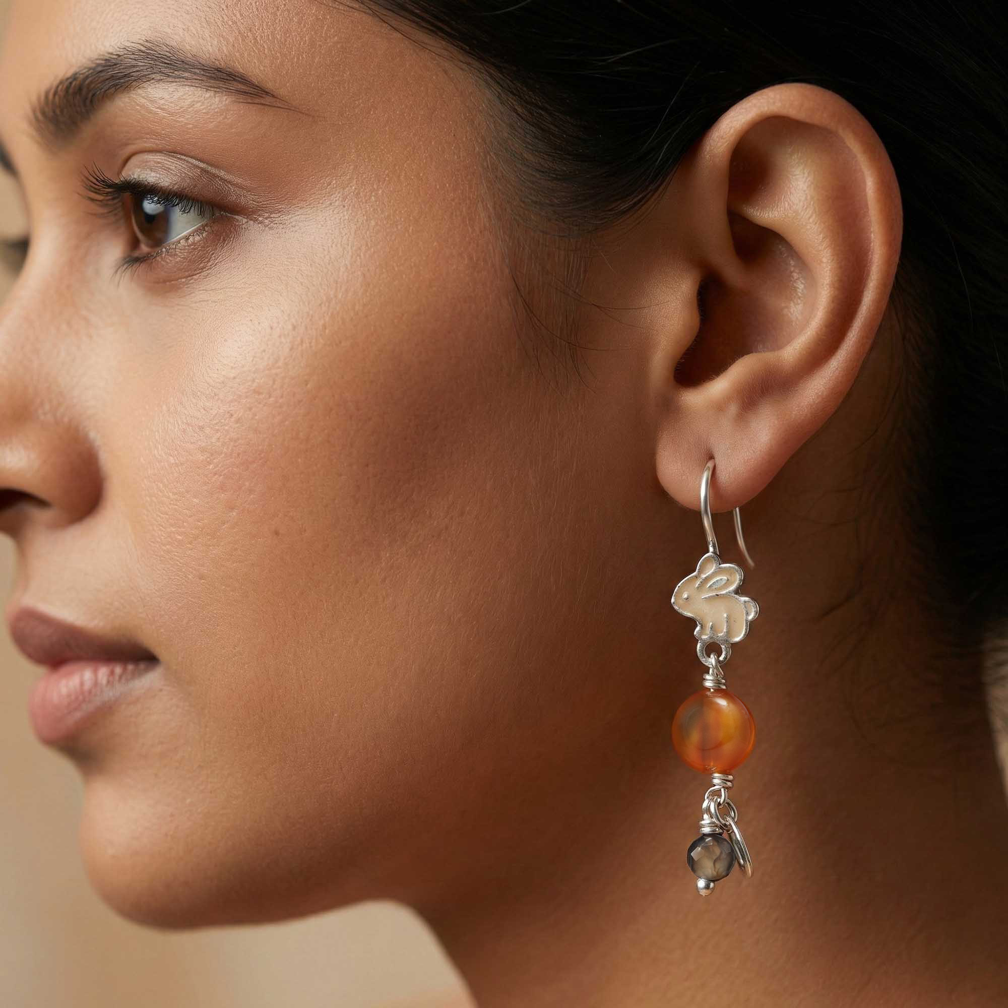 Silver Earrings with Aqeeq (Design K5-74) thumbnail