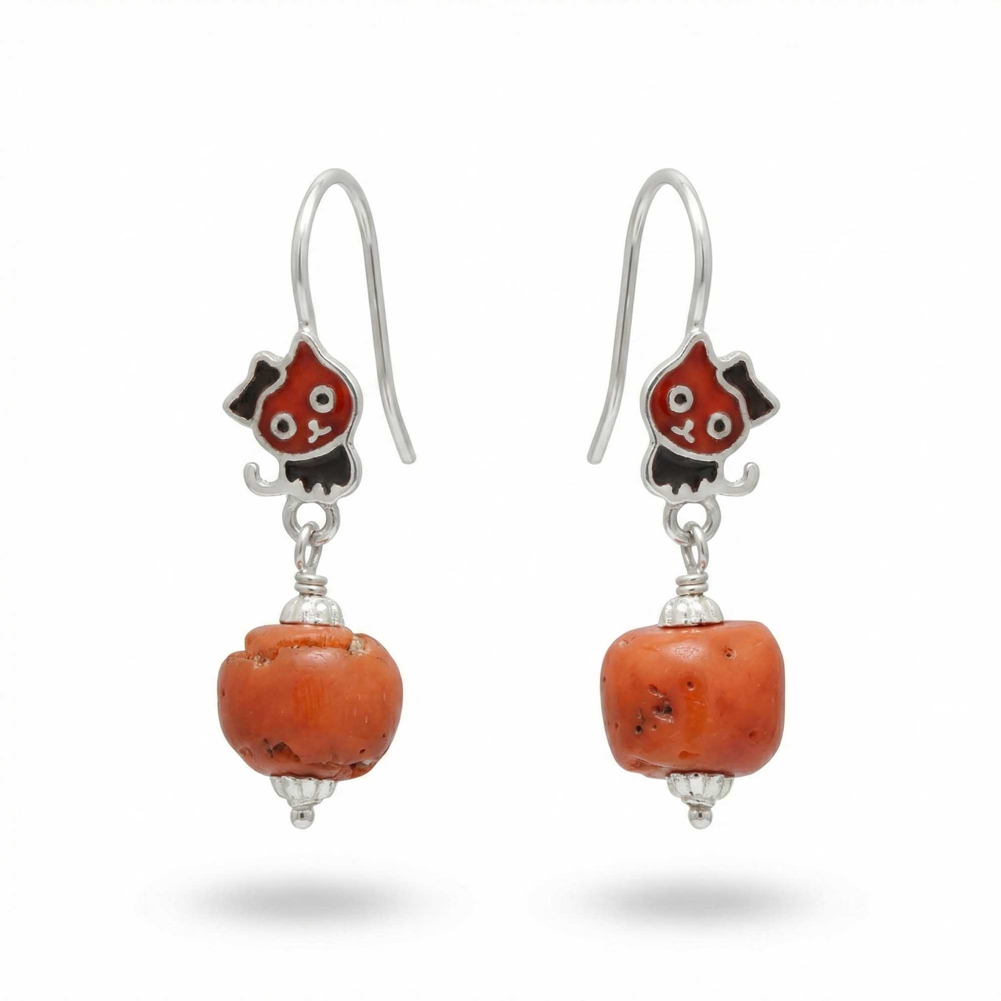 Silver Earrings with Coral (Design K5-80) thumbnail