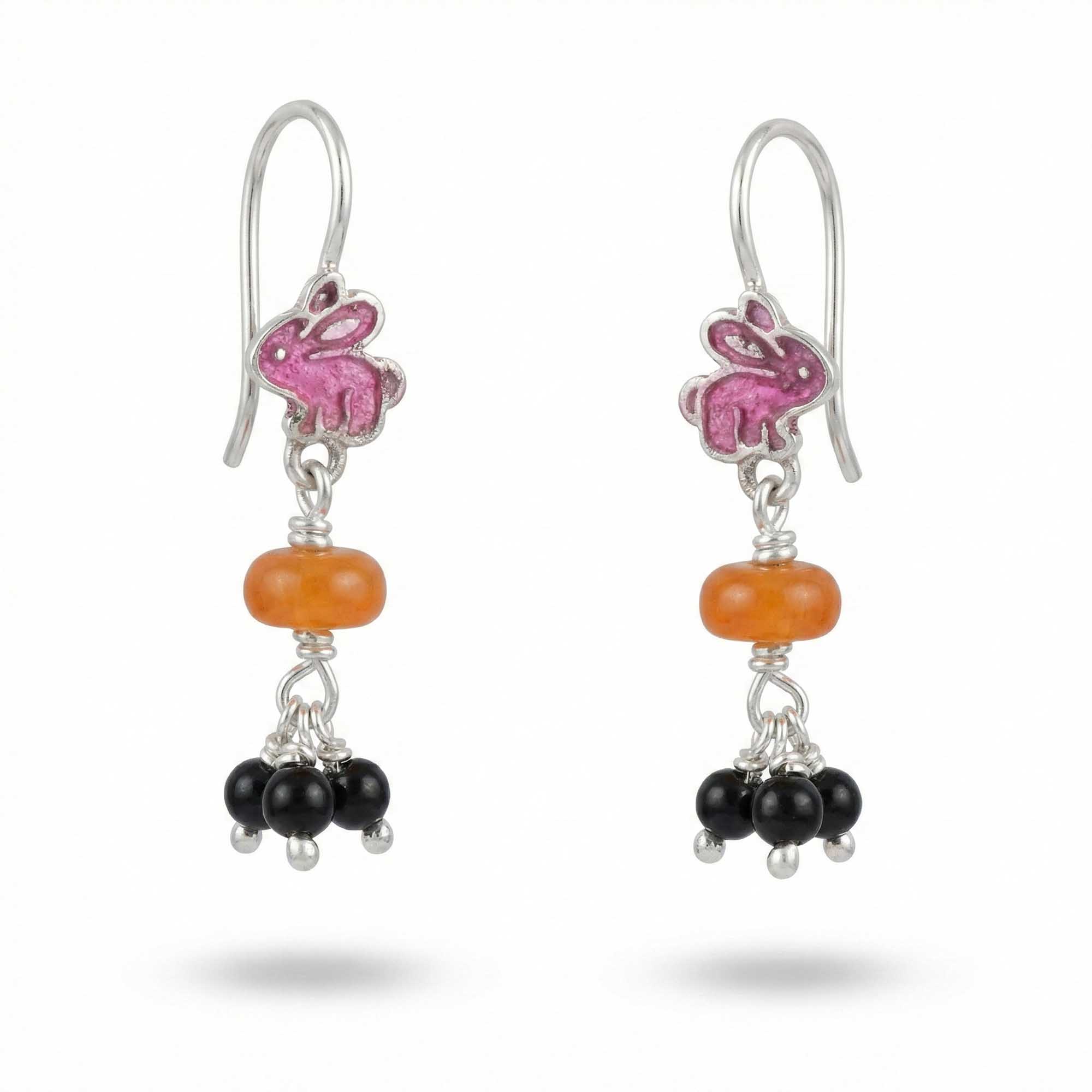 Silver Earrings with Aqeeq and Natural Beads (Design K5-82) thumbnail