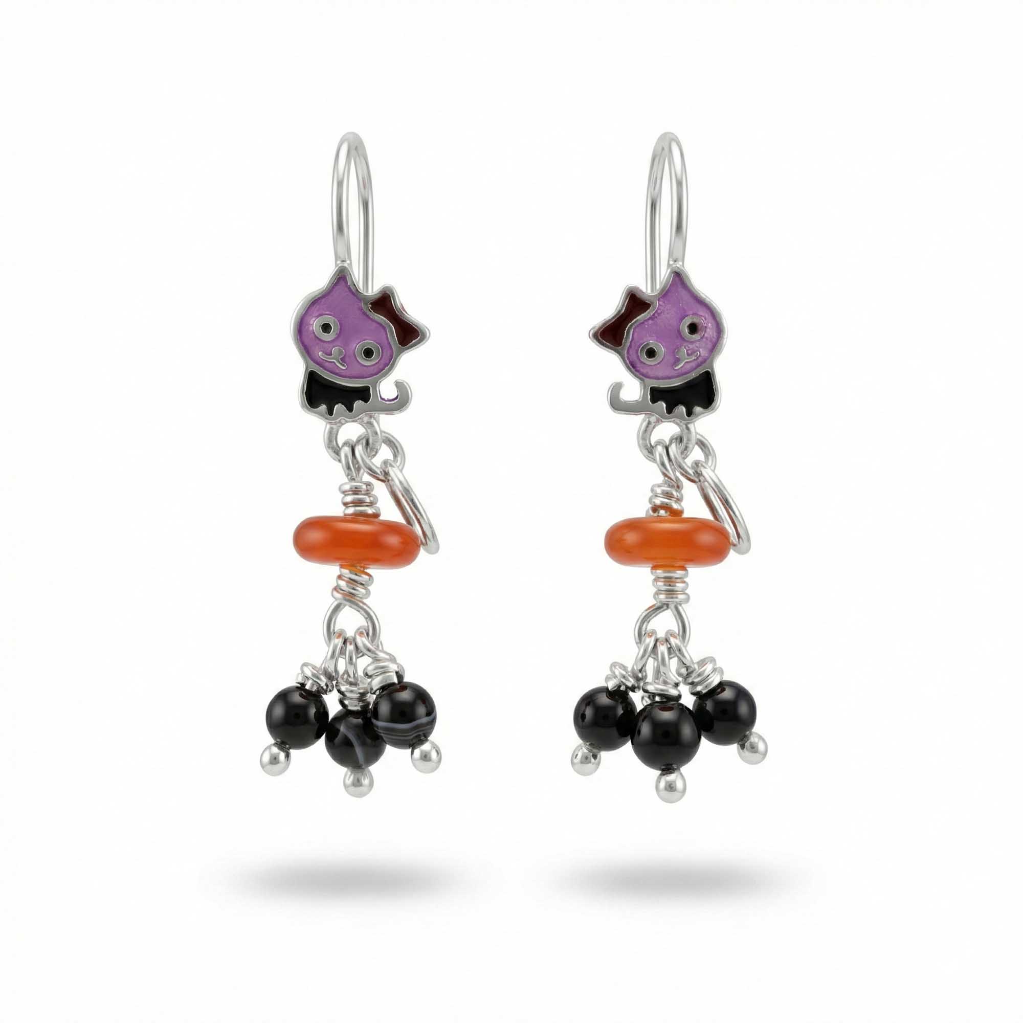 Silver Earrings with Aqeeq and Natural Beads (Design K5-84) thumbnail