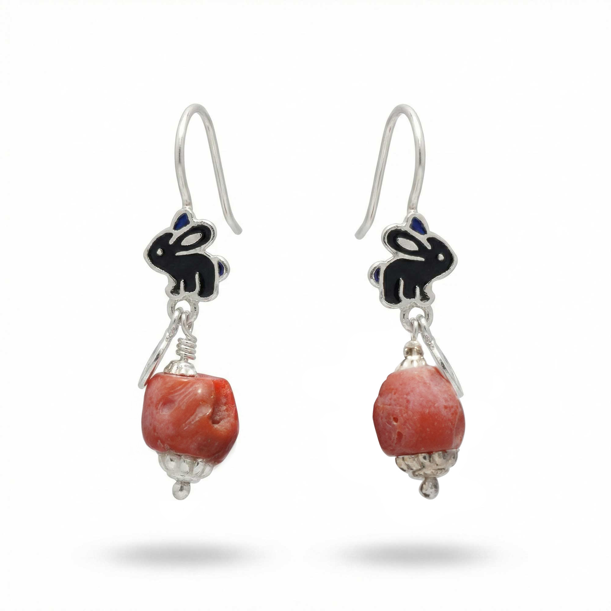 Silver Earrings with Coral (Design K5-85) thumbnail