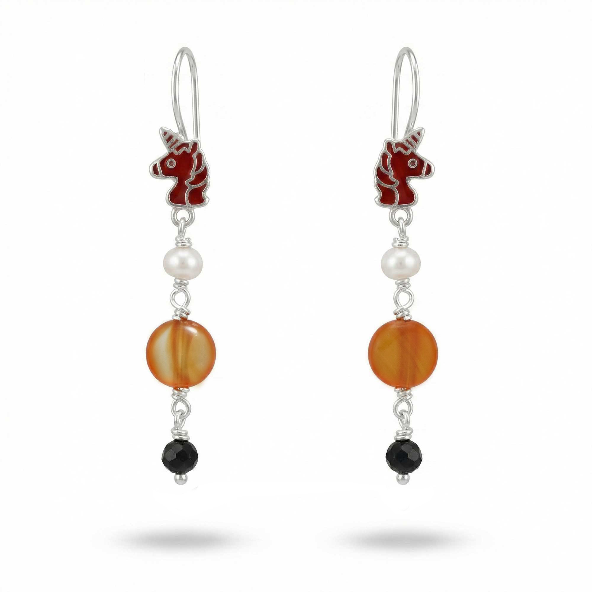 Silver Earrings with Aqeeq and Natural Beads (Design K5-86) thumbnail