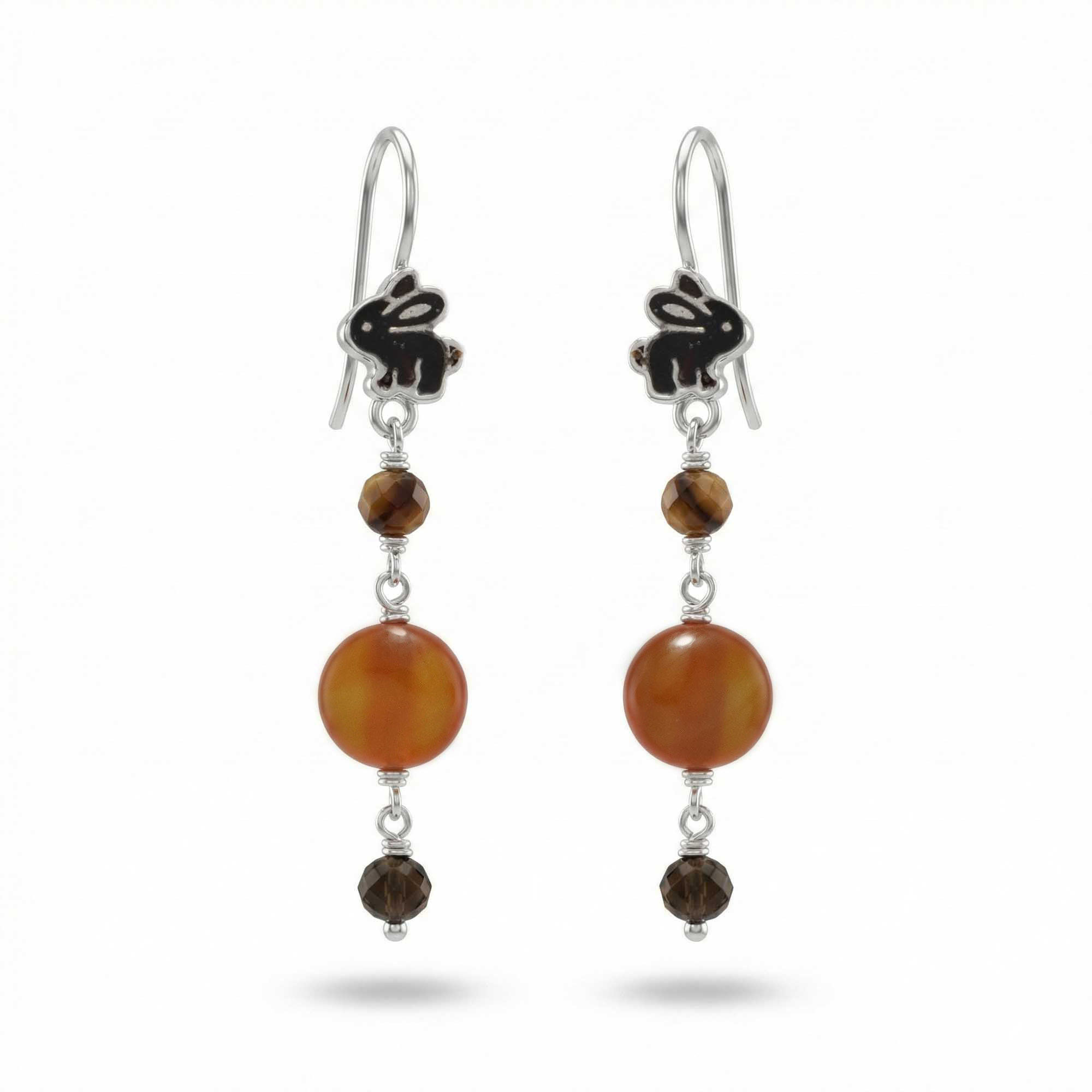 Silver Earrings with Aqeeq and Natural Beads (Design K5-87) thumbnail