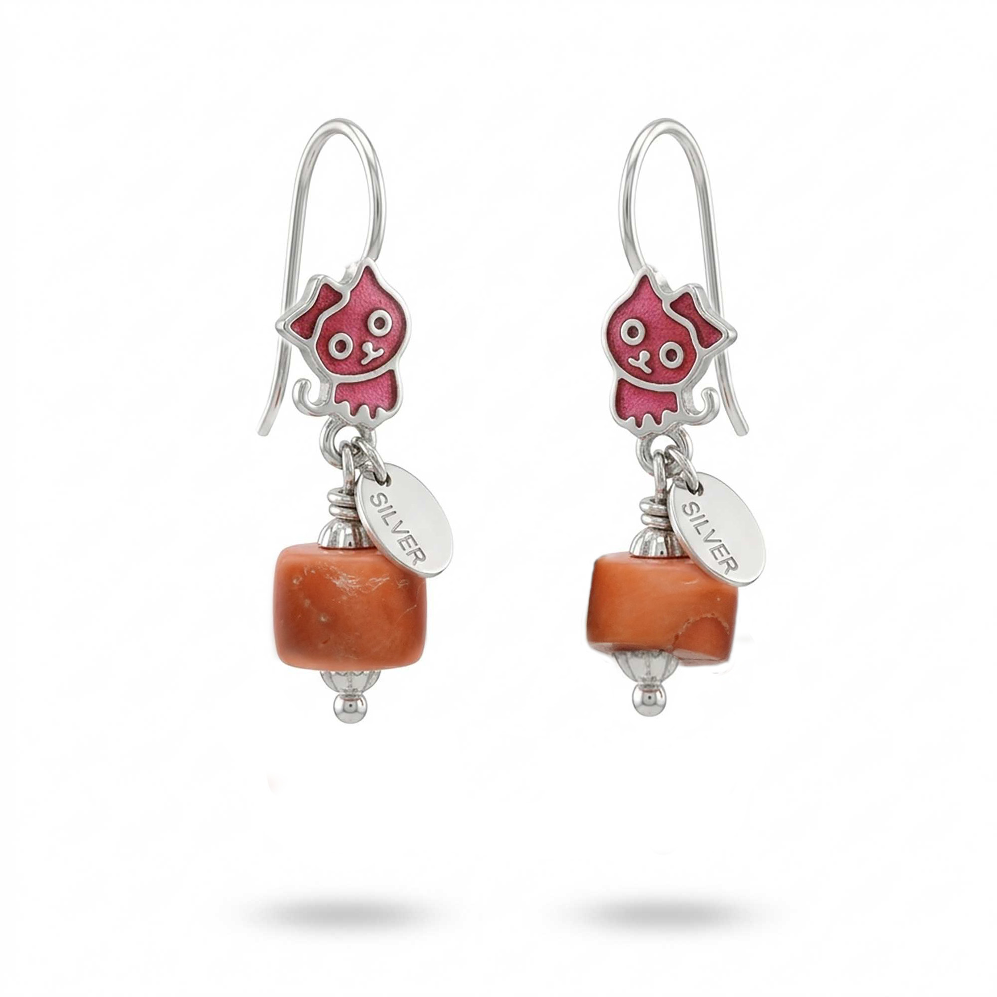 Silver Earrings with Coral (Design K5-95) thumbnail