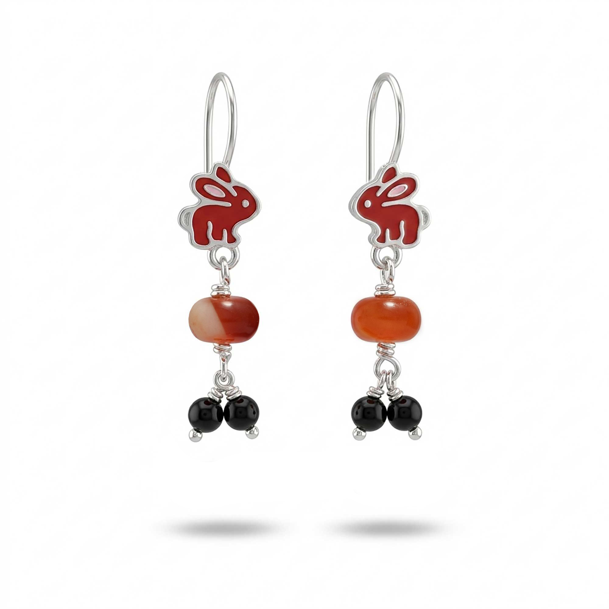 Silver Earrings with Aqeeq and Natural Beads (Design K5-96) thumbnail