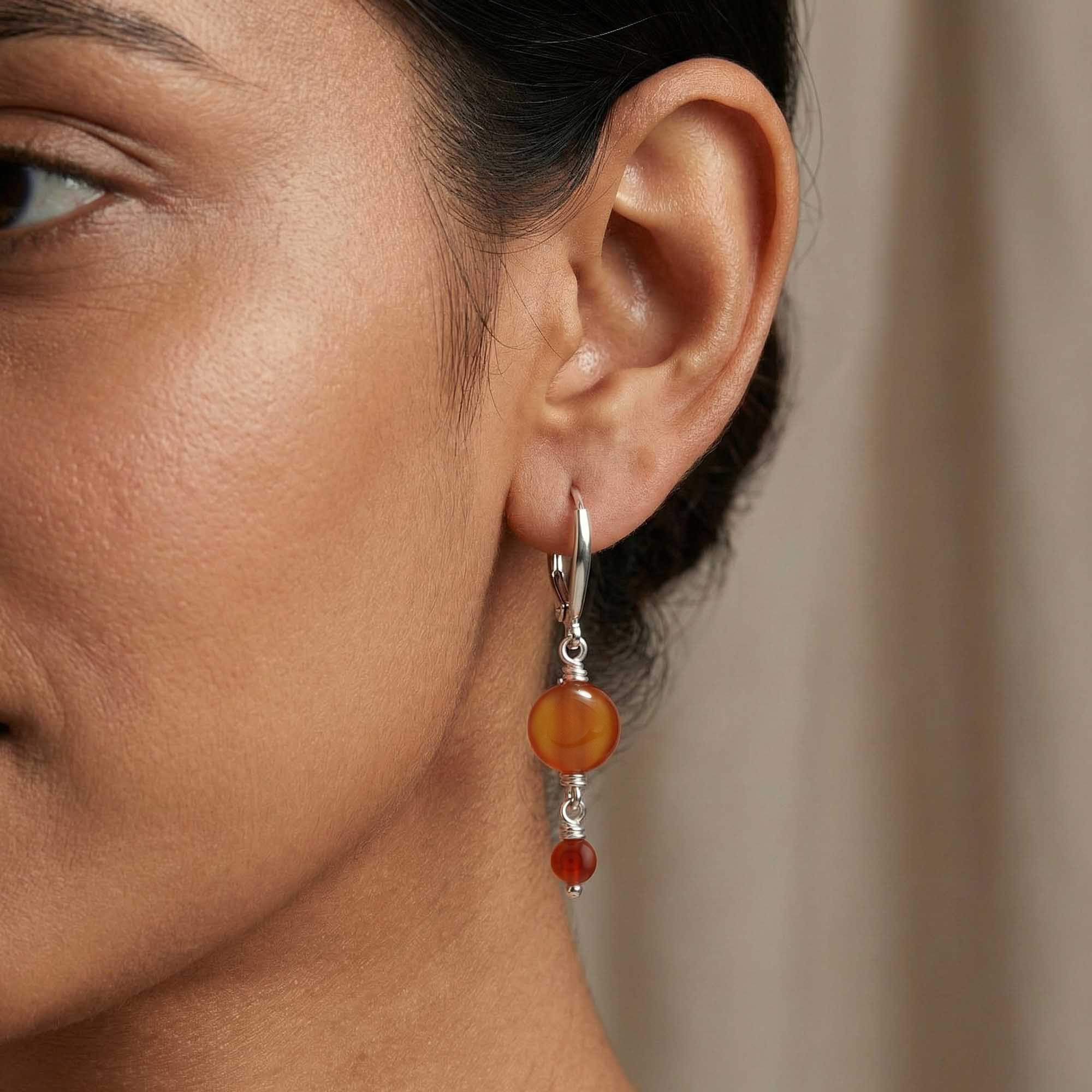 Silver Earrings with Aqeeq (Design K5-99) thumbnail