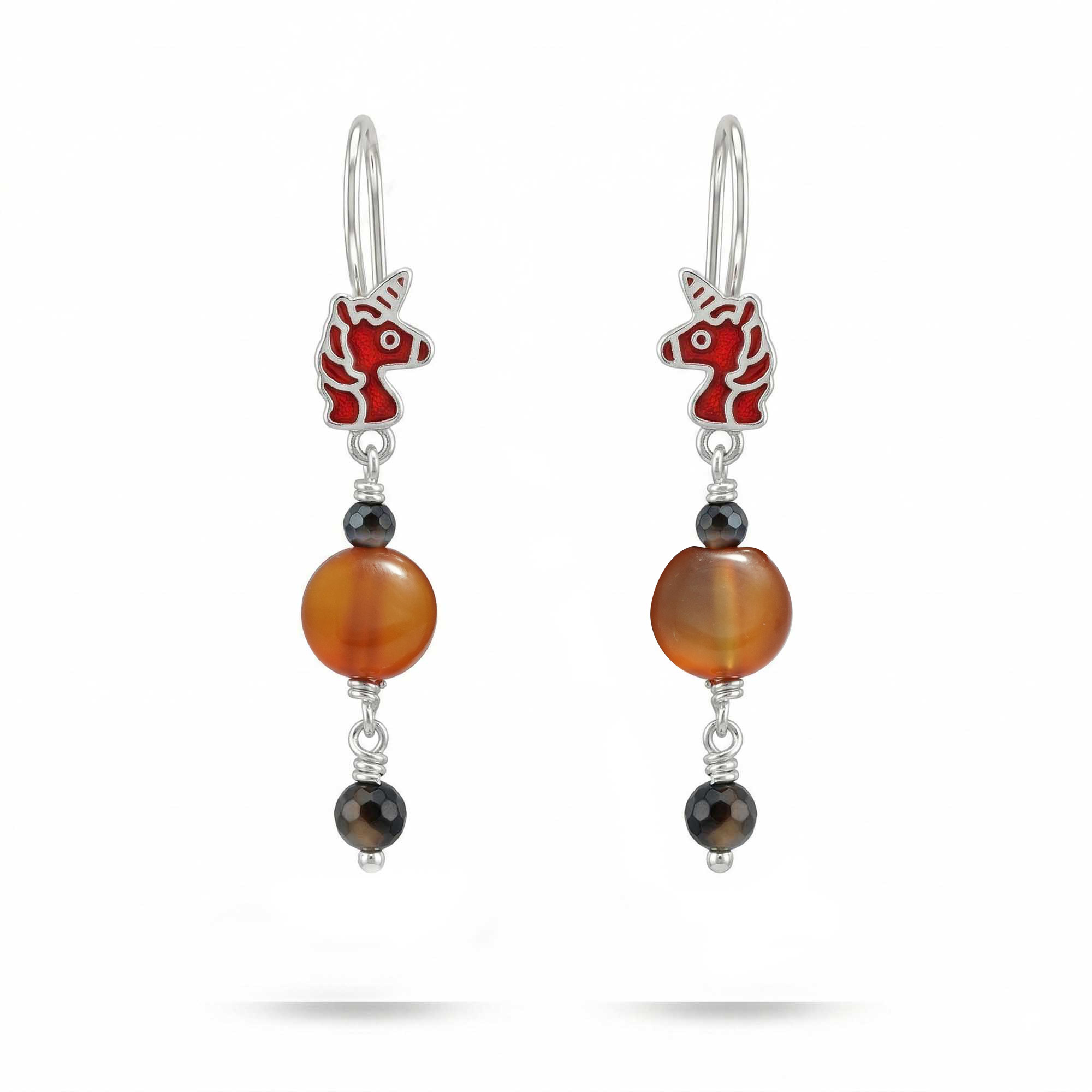 Silver Earrings with Aqeeq and Natural Beads (Design K5-105) thumbnail