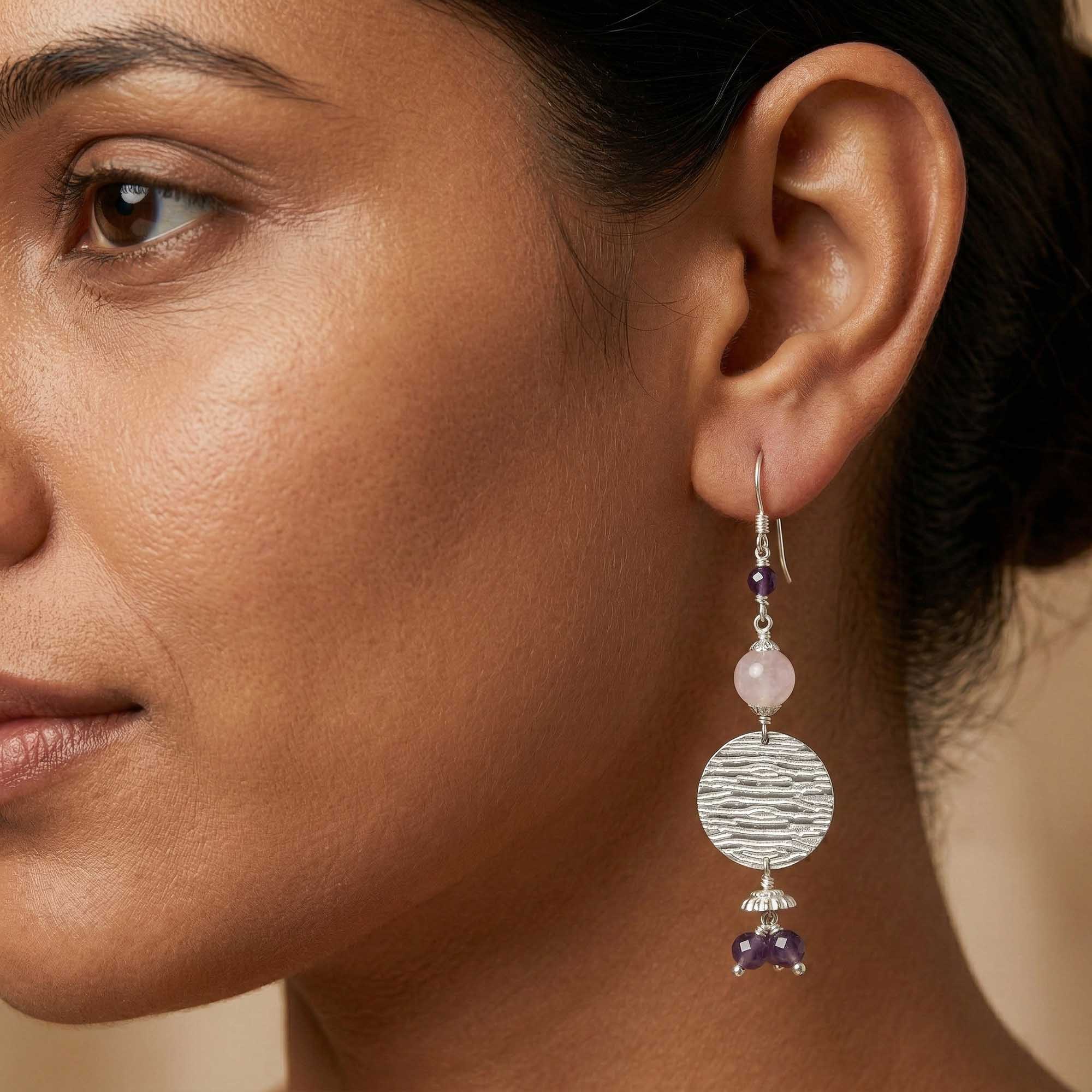 Silver Earrings Withpearl and Natural Beads (Design K5-118) thumbnail
