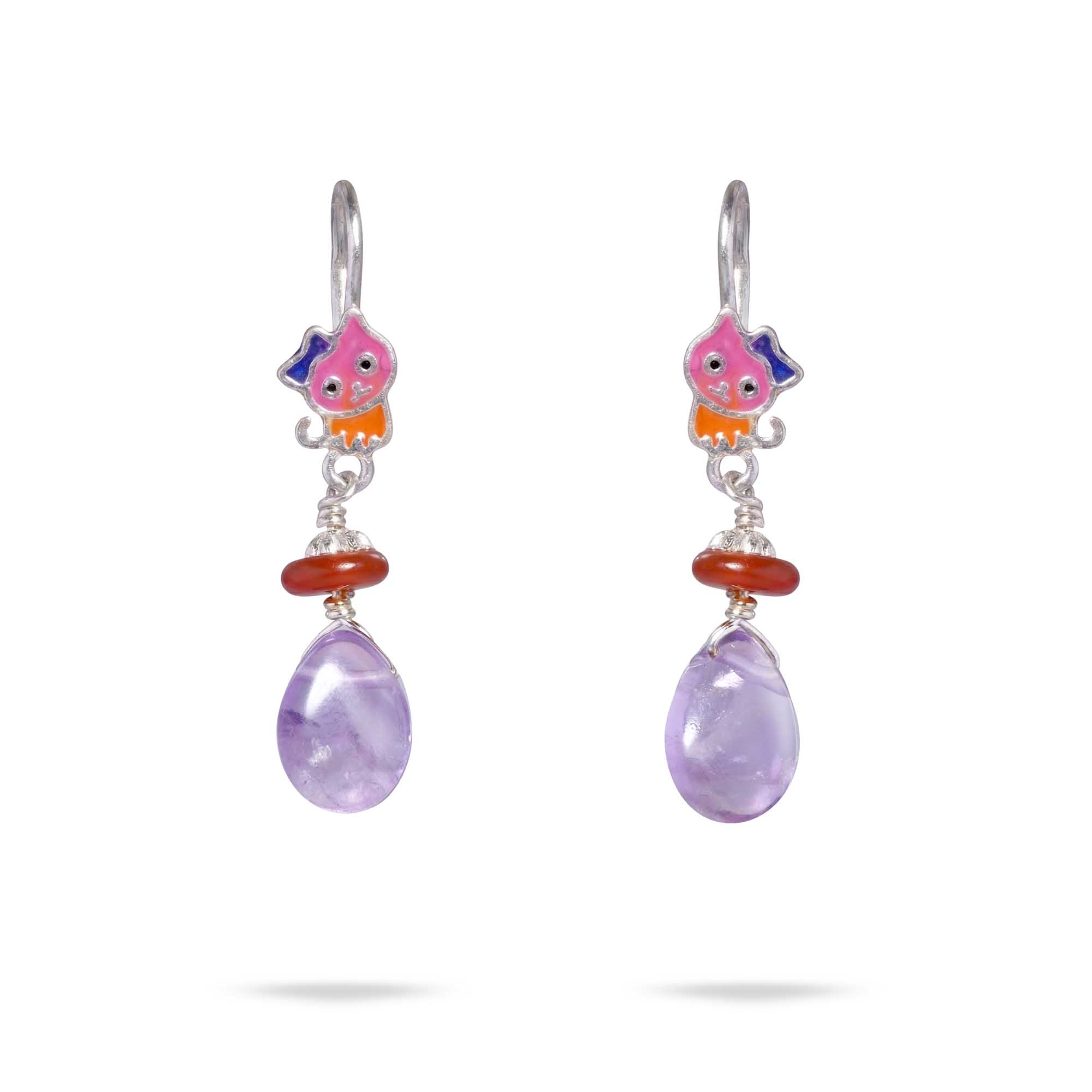 Silver Earrings with Amethyst and Natural Stone (Design K5-197) thumbnail