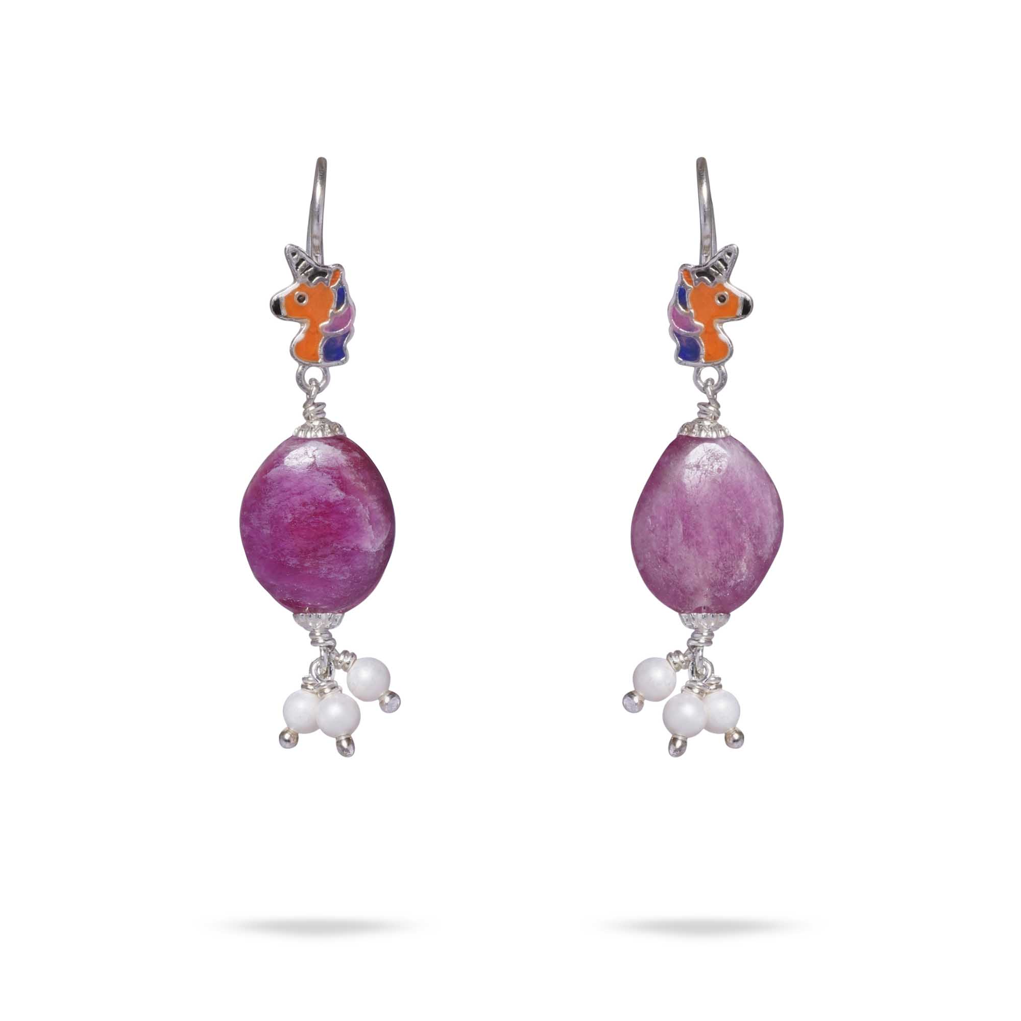 Silver Earrings with Burmese and Natural Beads (Design K5-206) thumbnail