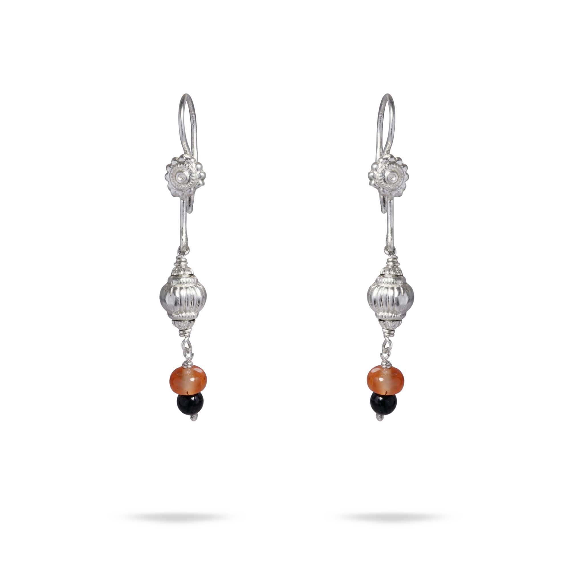 Silver Earrings with Aqeeq and Natural Beads (Design K5-207) thumbnail