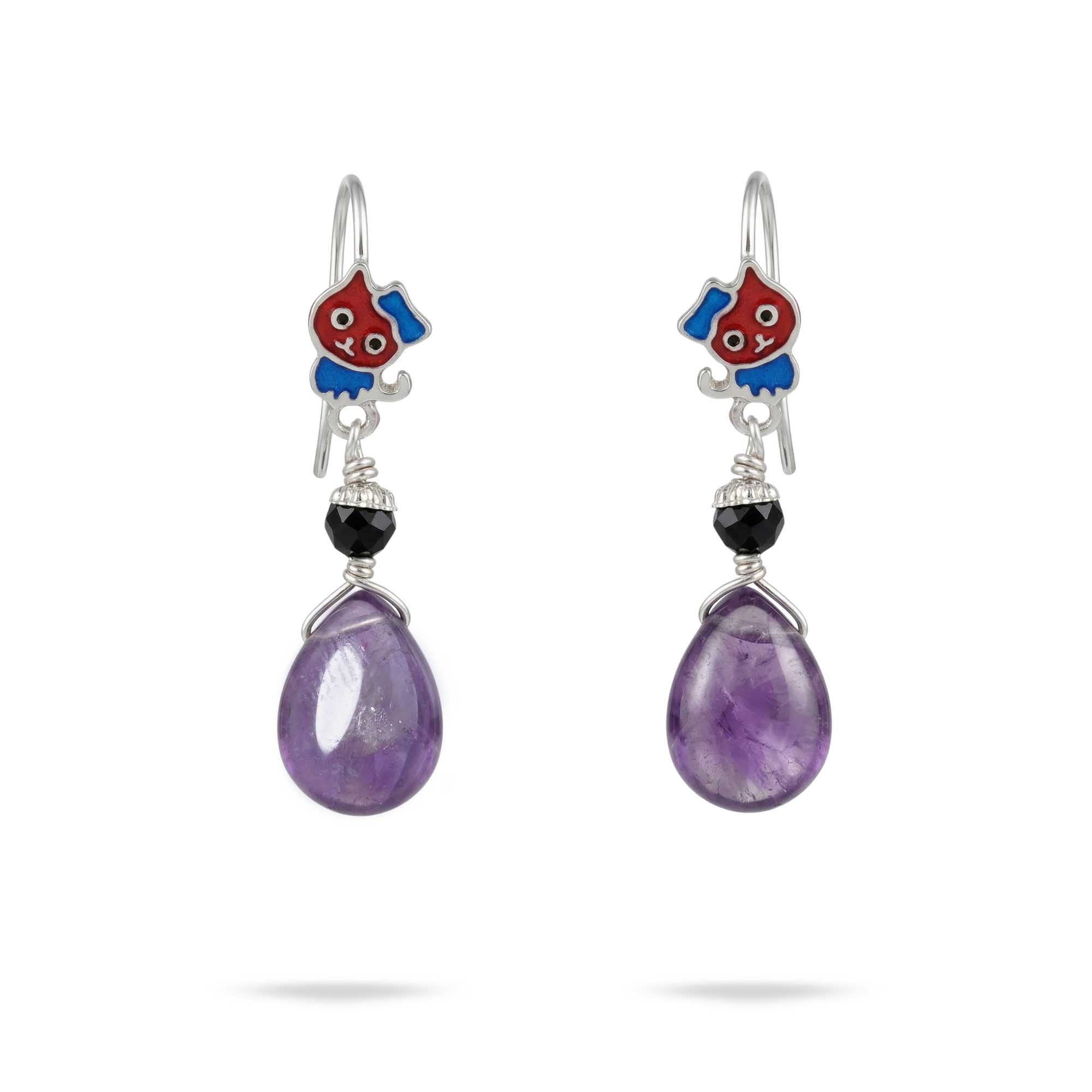 Silver Earrings with Amethyst and Natural Stone (Design K5-214) thumbnail