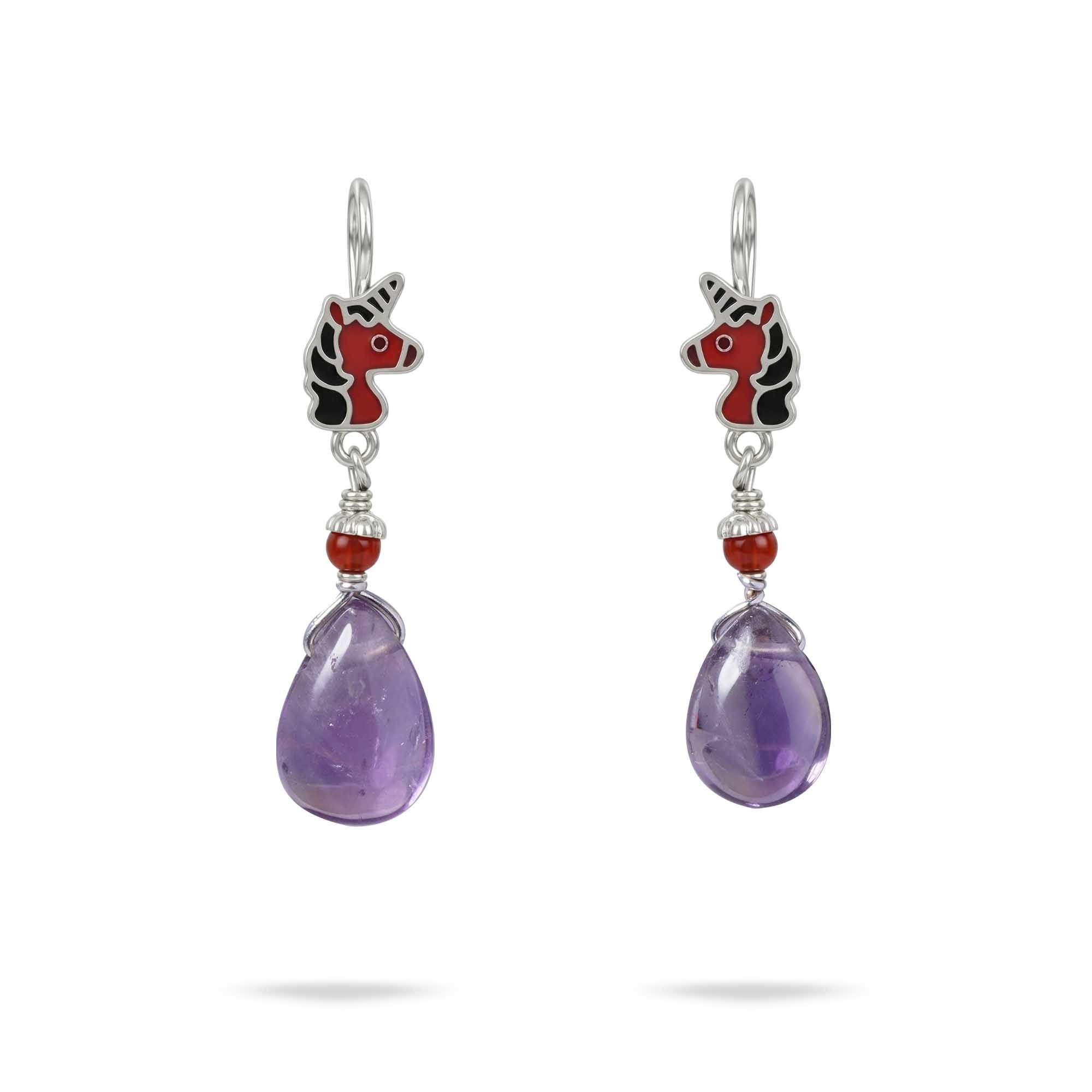 Silver Earrings with Amethyst and Aqeeq (Design K5-219) thumbnail