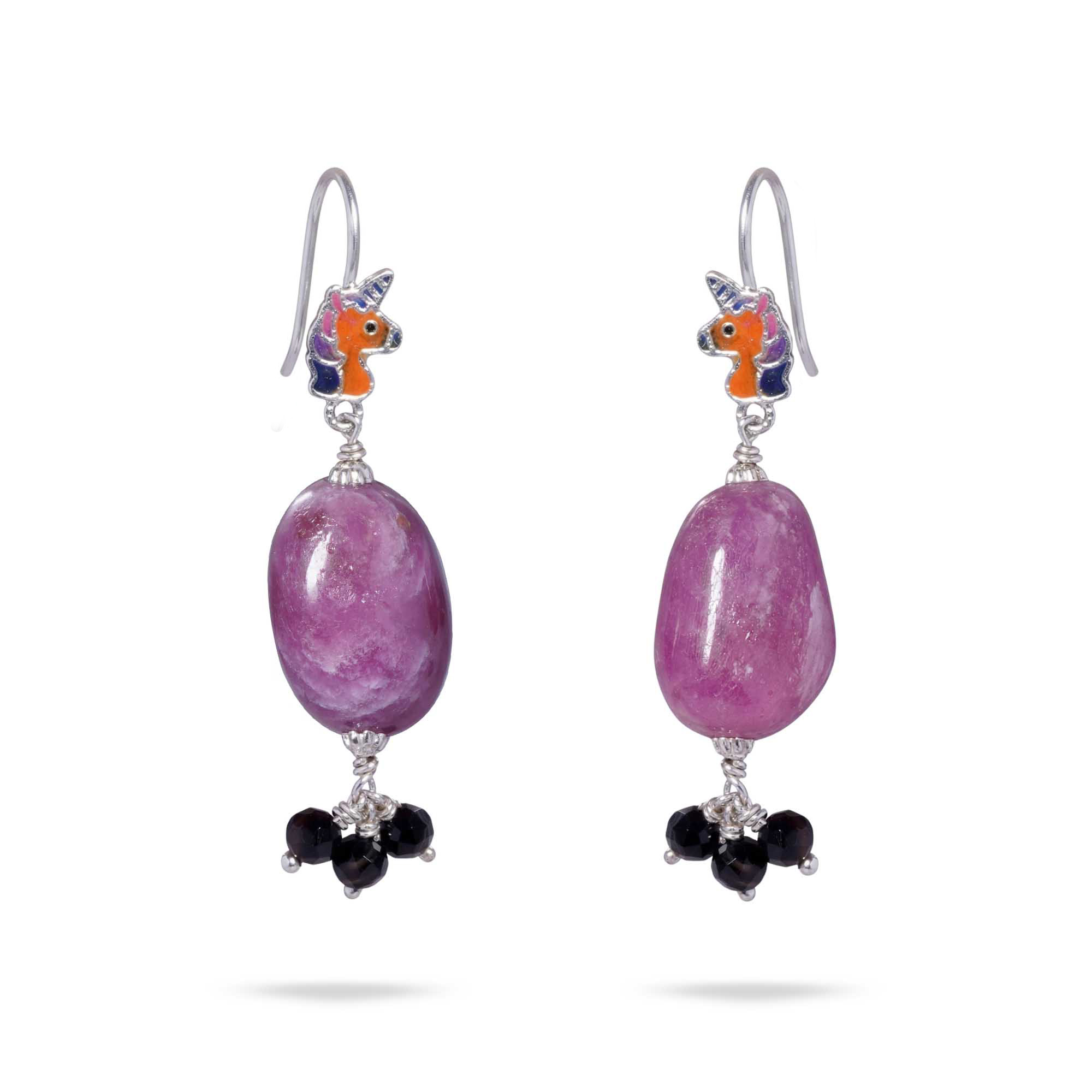 Silver Earrings with Burmese Ruby and Natural Beads (Design K5-224) thumbnail