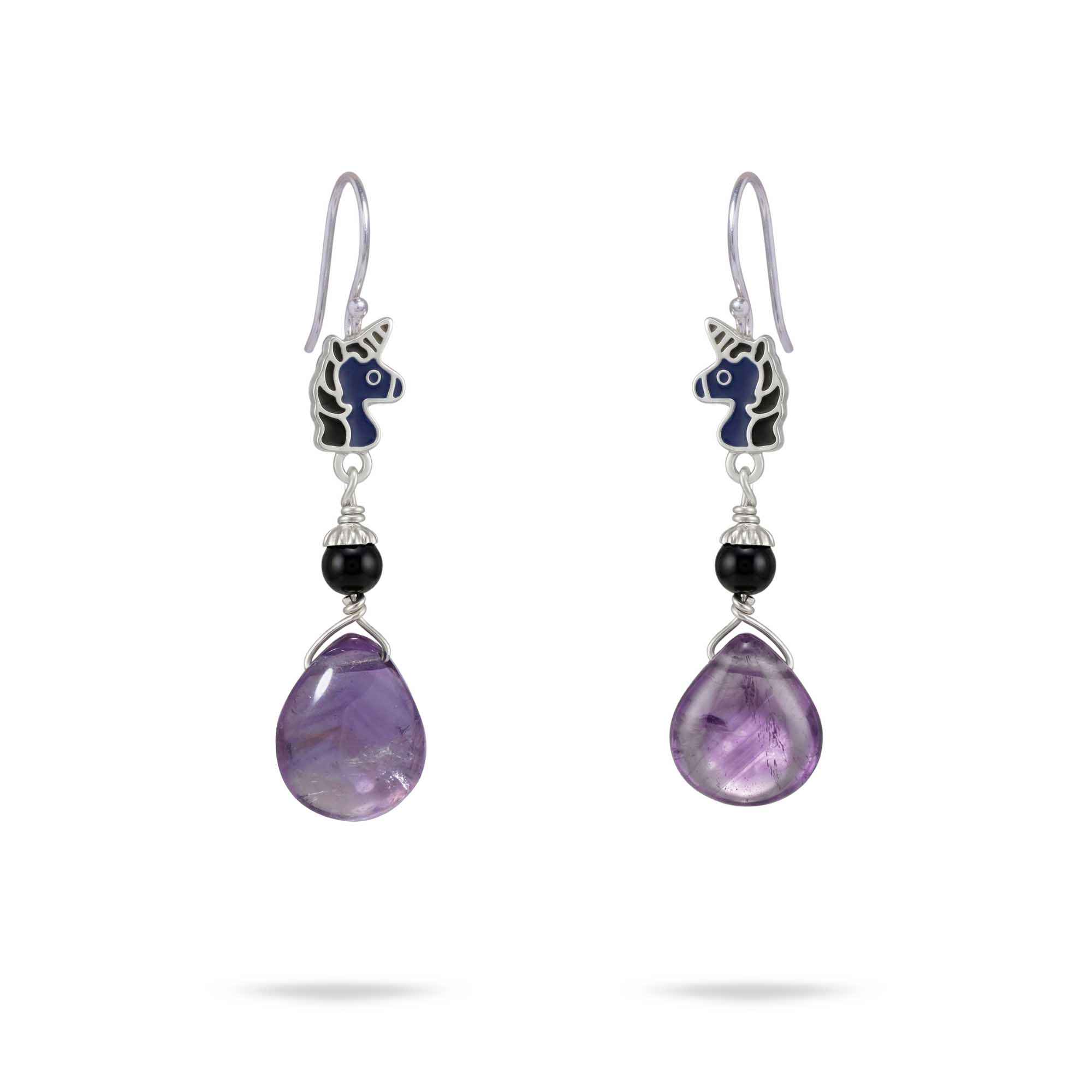 Silver Earrings with Amethyst and Natural Stone (Design K5-229) thumbnail