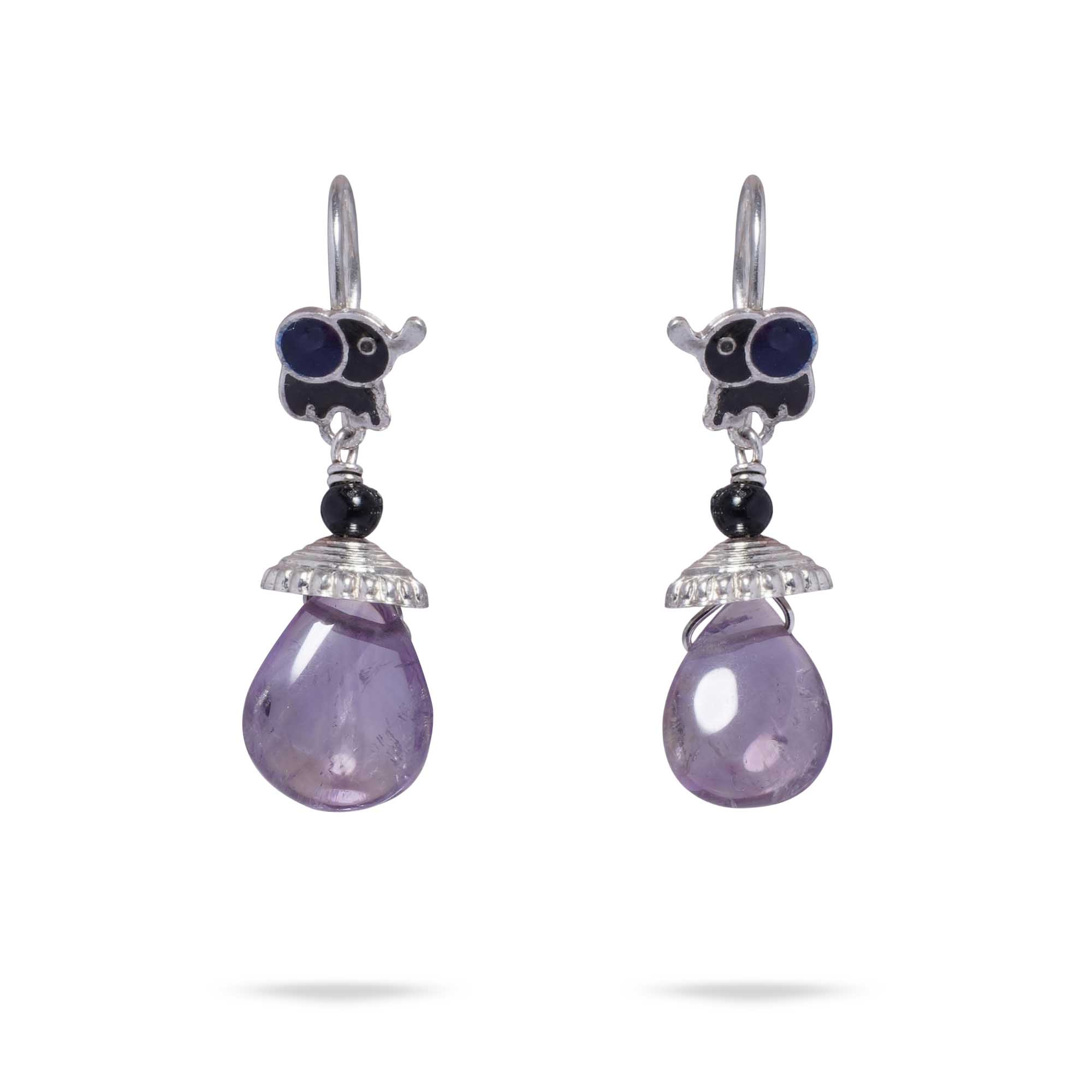 Silver Earrings with Amethyst and Natural Stone (Design K5-231) thumbnail
