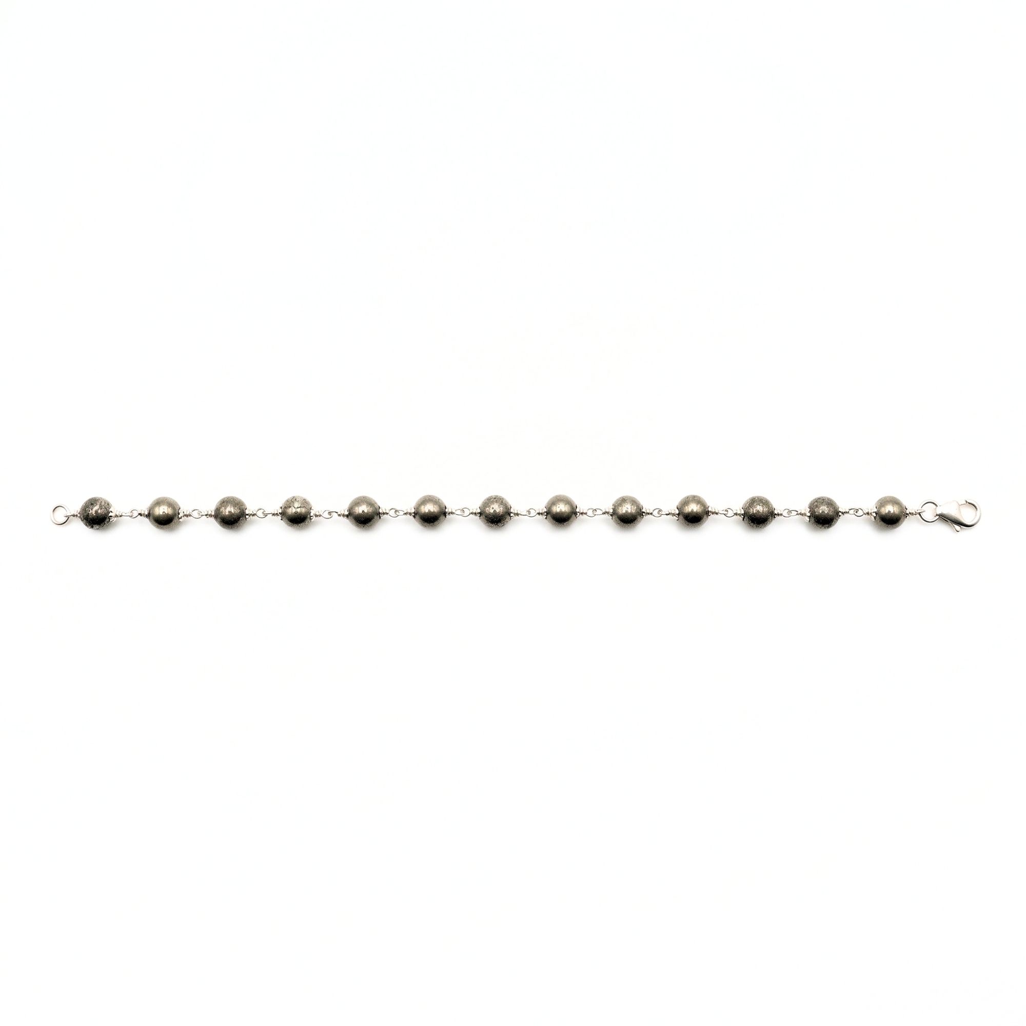 Pyrite Round Beads with Handmade Bracelet in Silver (Design K5-253) thumbnail