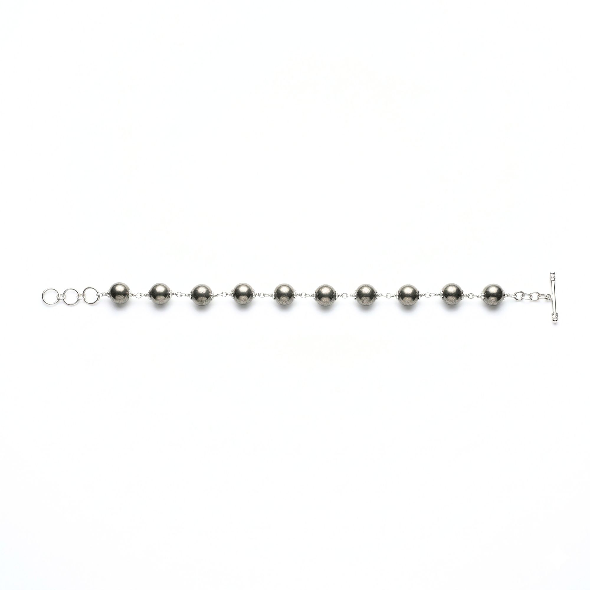 Pyrite Round Beads with Handmade Bracelet in Silver (Design K5-264) thumbnail