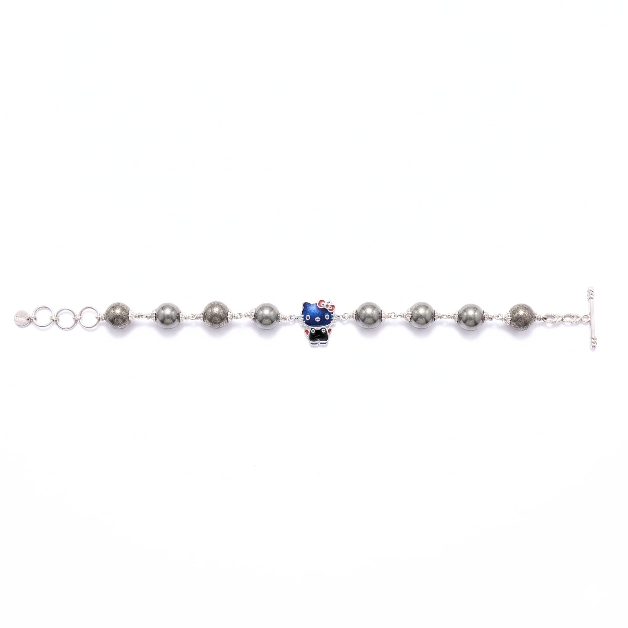 Pyrite Round Beads with Handmade Bracelet in Silver (Design K5-283) thumbnail