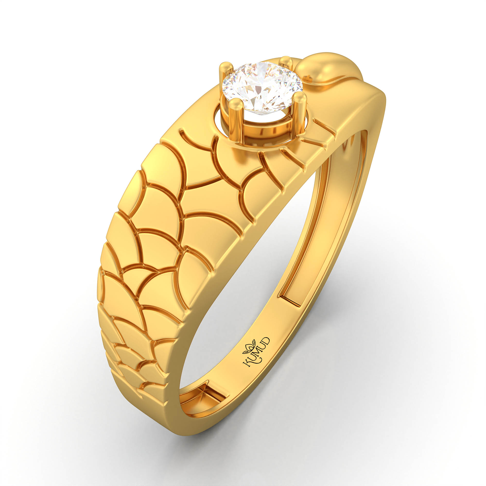 Lab-Grown Diamond Solitaire Ring for Men in 22K Yellow Gold – 0.25 Ct Round, 5 g (Design K7-5) thumbnail