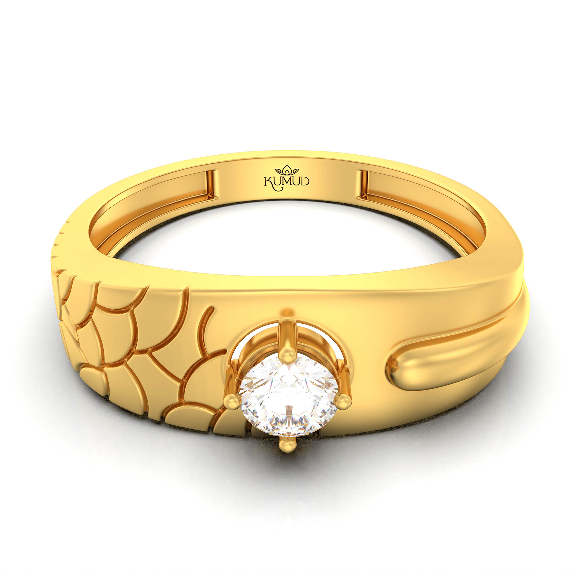 Lab-Grown Diamond Solitaire Ring for Men in 22K Yellow Gold – 0.25 Ct Round, 5 g (Design K7-5) thumbnail