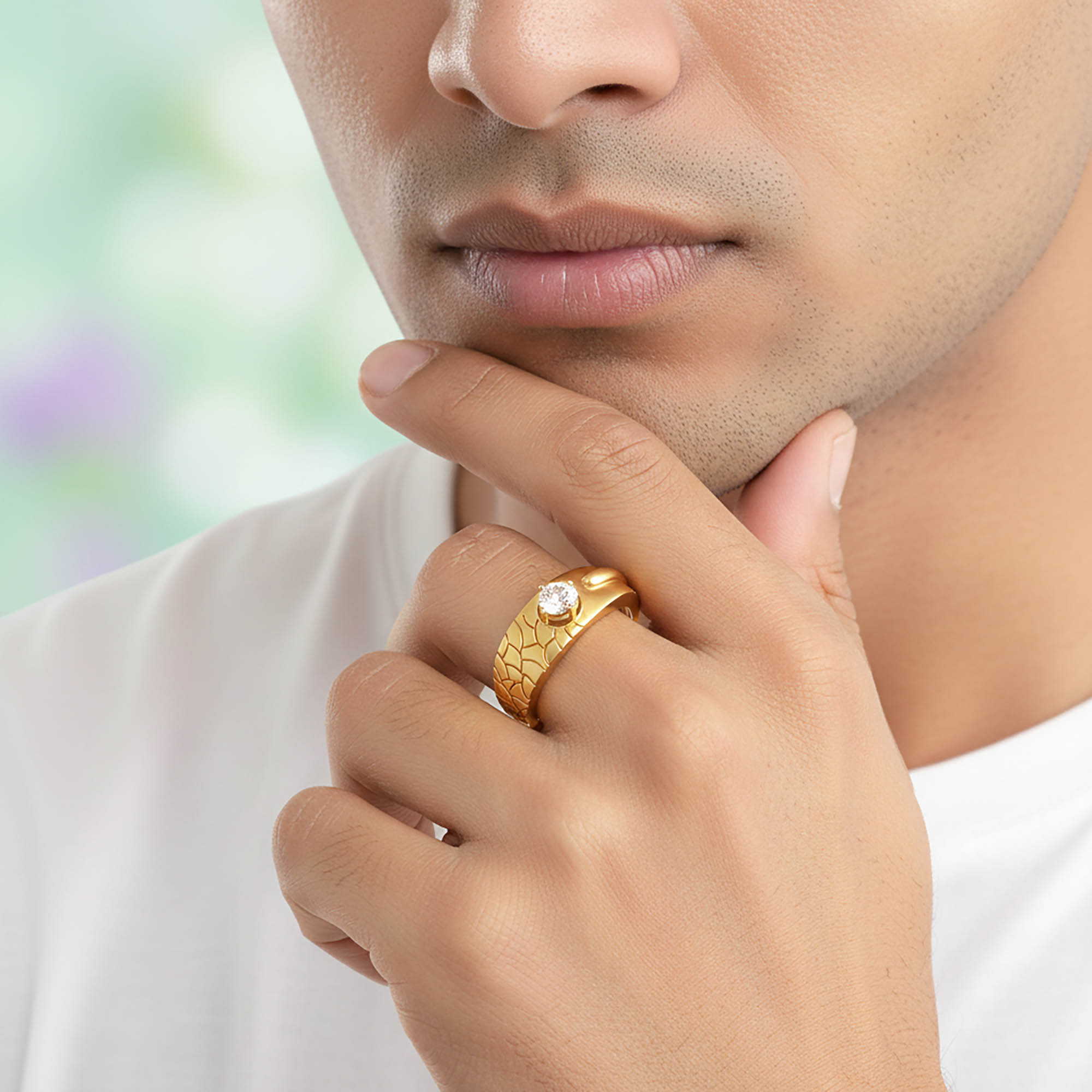 Lab-Grown Diamond Solitaire Ring for Men in 22K Yellow Gold – 0.25 Ct Round, 5 g (Design K7-5) thumbnail