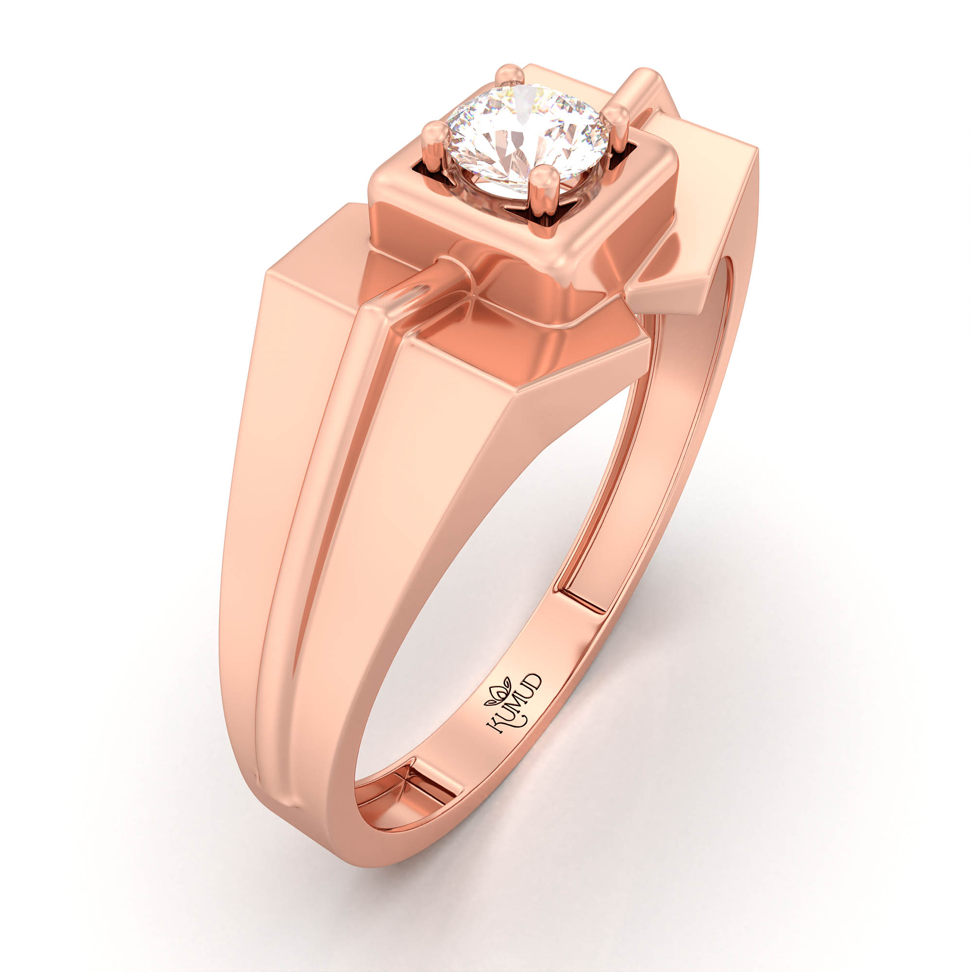Lab-Grown Diamond Solitaire Ring for Men in 18K Rose Gold – 0.25 Ct Round, 5 g (Design K7-6) thumbnail