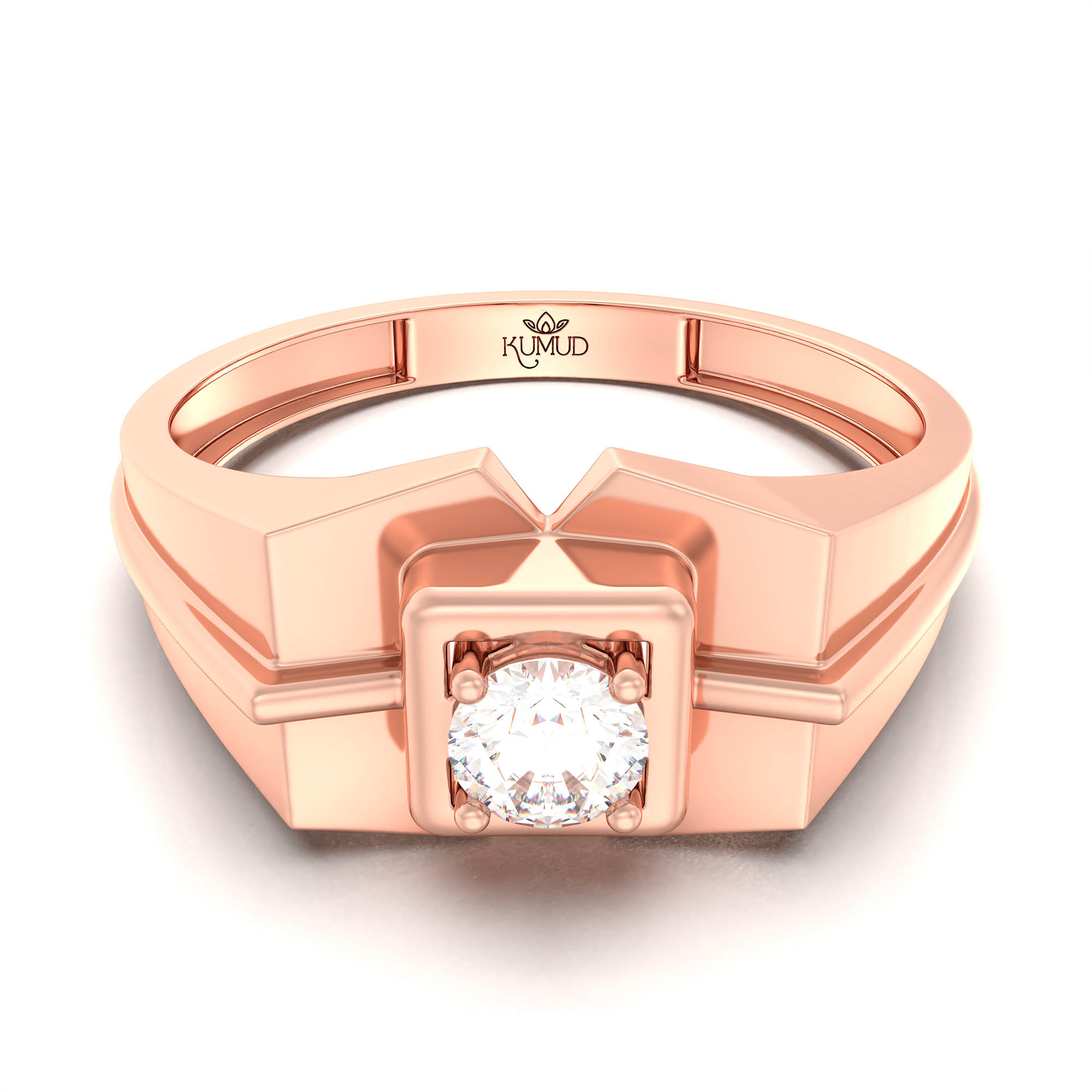 Lab-Grown Diamond Solitaire Ring for Men in 18K Rose Gold – 0.25 Ct Round, 5 g (Design K7-6) thumbnail