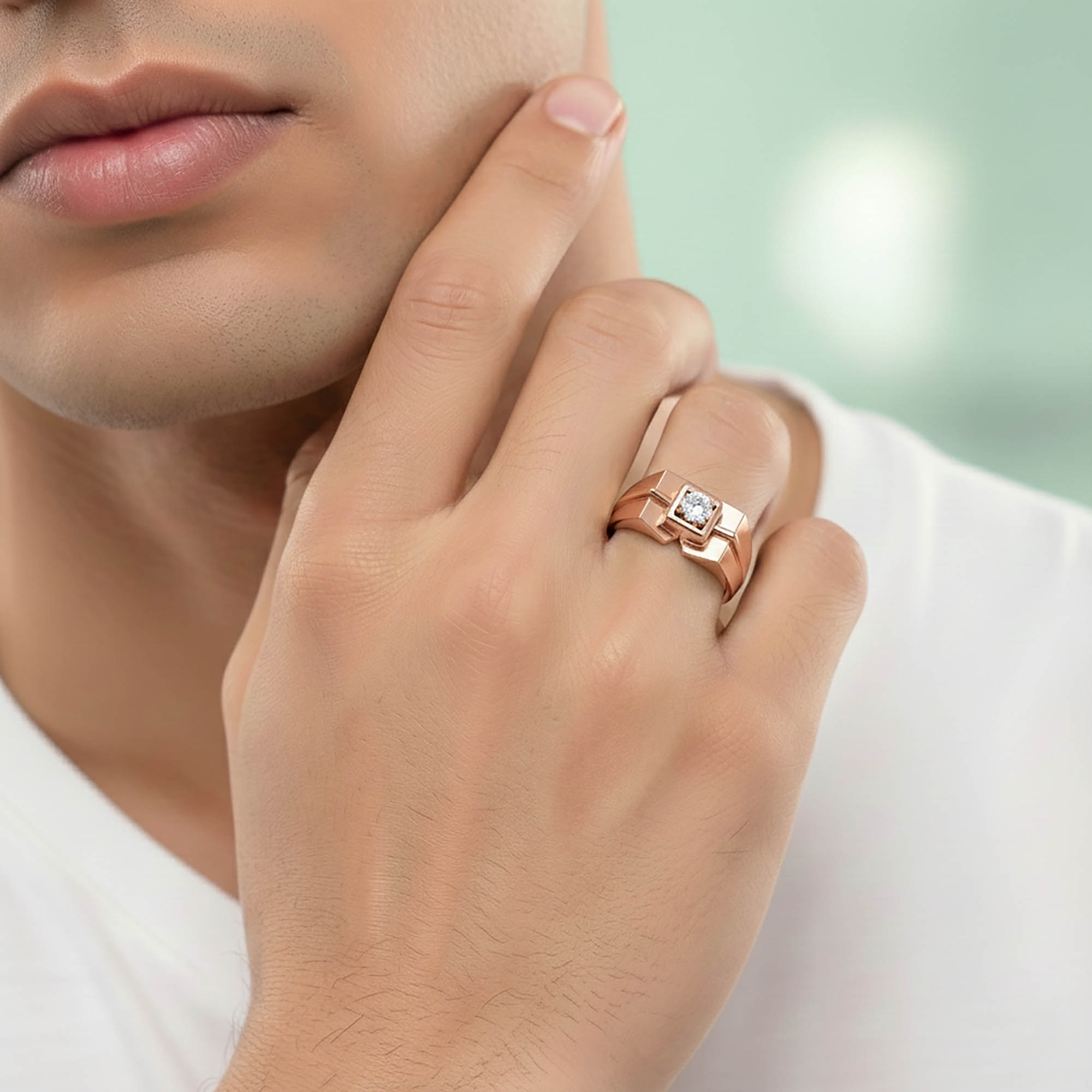 Lab-Grown Diamond Solitaire Ring for Men in 18K Rose Gold – 0.25 Ct Round, 5 g (Design K7-6) thumbnail