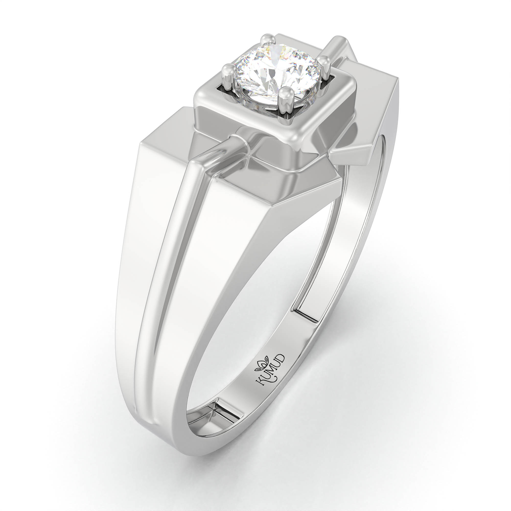 Lab-Grown Diamond Solitaire Ring for Men in 18K White Gold – 0.25 Ct Round, 5 g (Design K7-6) thumbnail