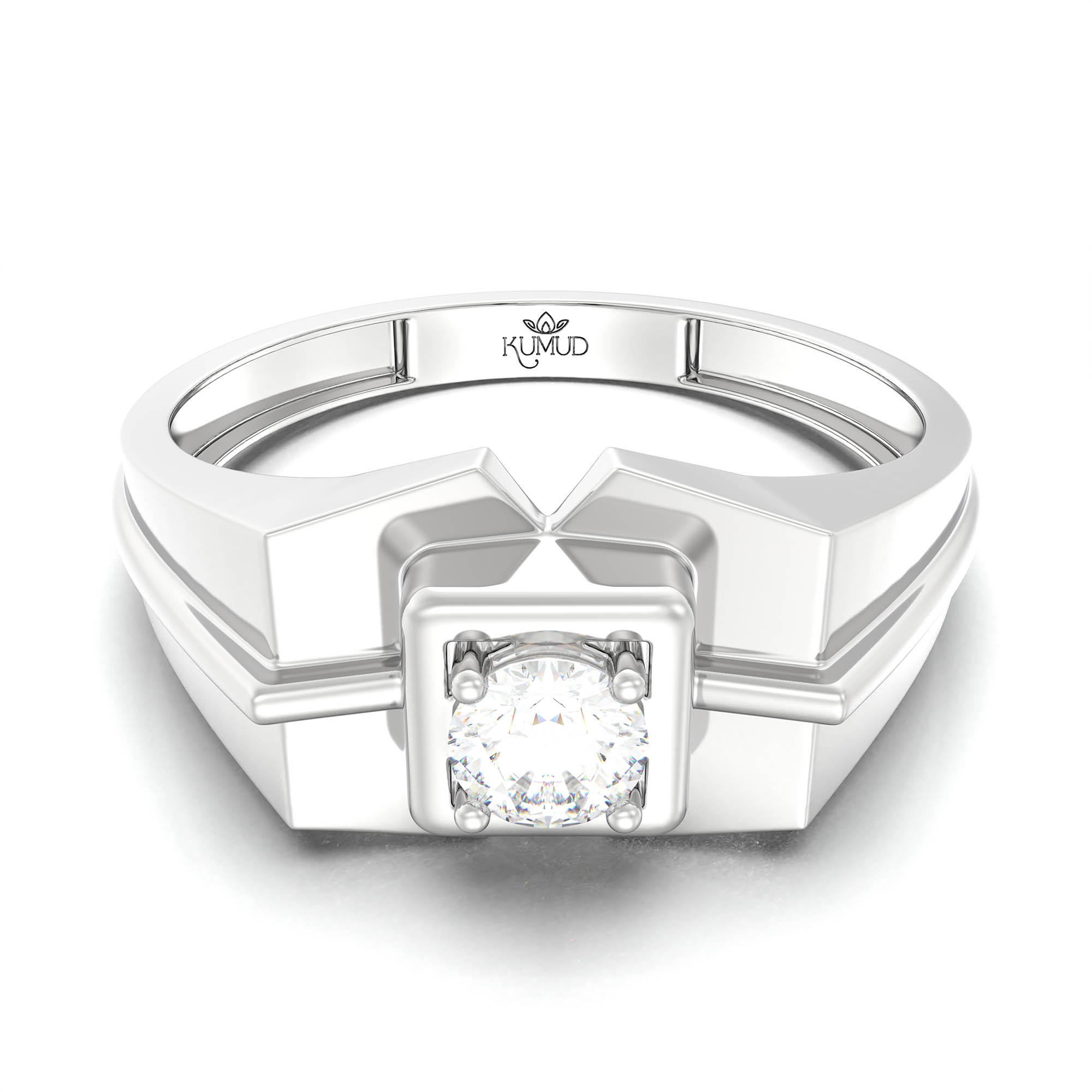 Lab-Grown Diamond Solitaire Ring for Men in 18K White Gold – 0.25 Ct Round, 5 g (Design K7-6) thumbnail