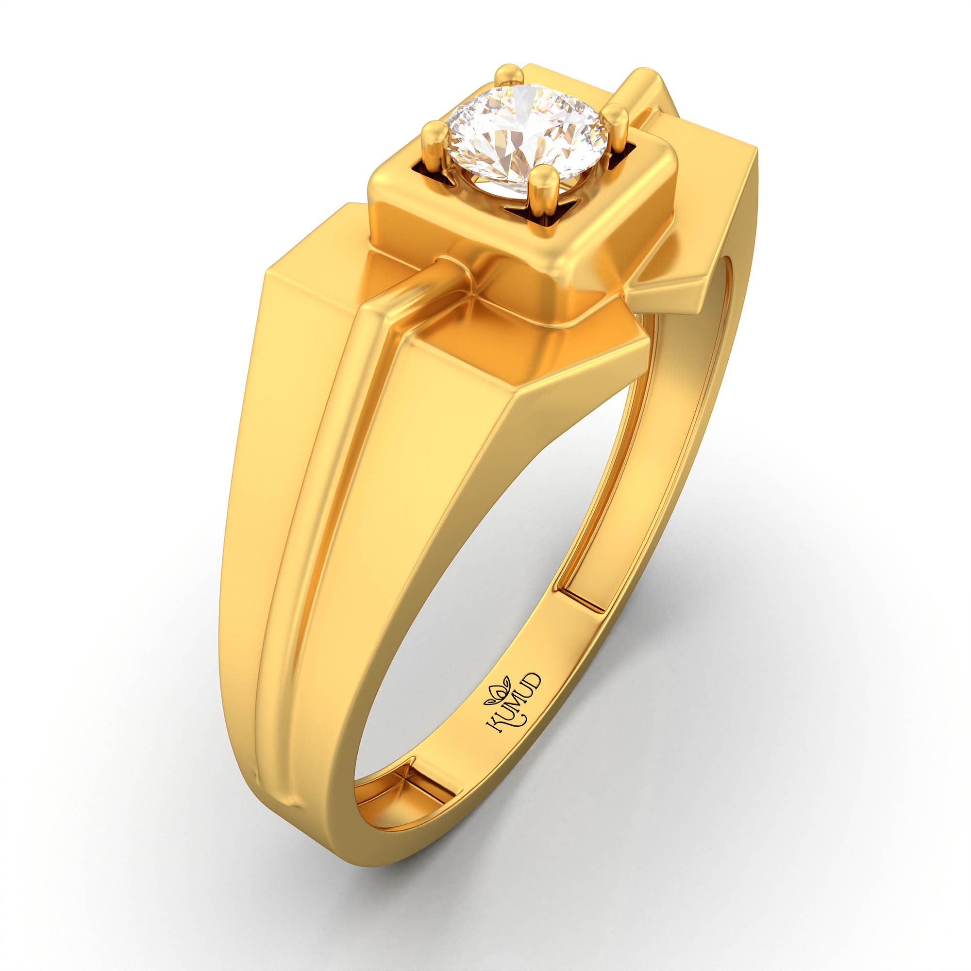 Lab-Grown Diamond Solitaire Ring for Men in 22K Yellow Gold – 0.25 Ct Round, 5 g (Design K7-6) thumbnail