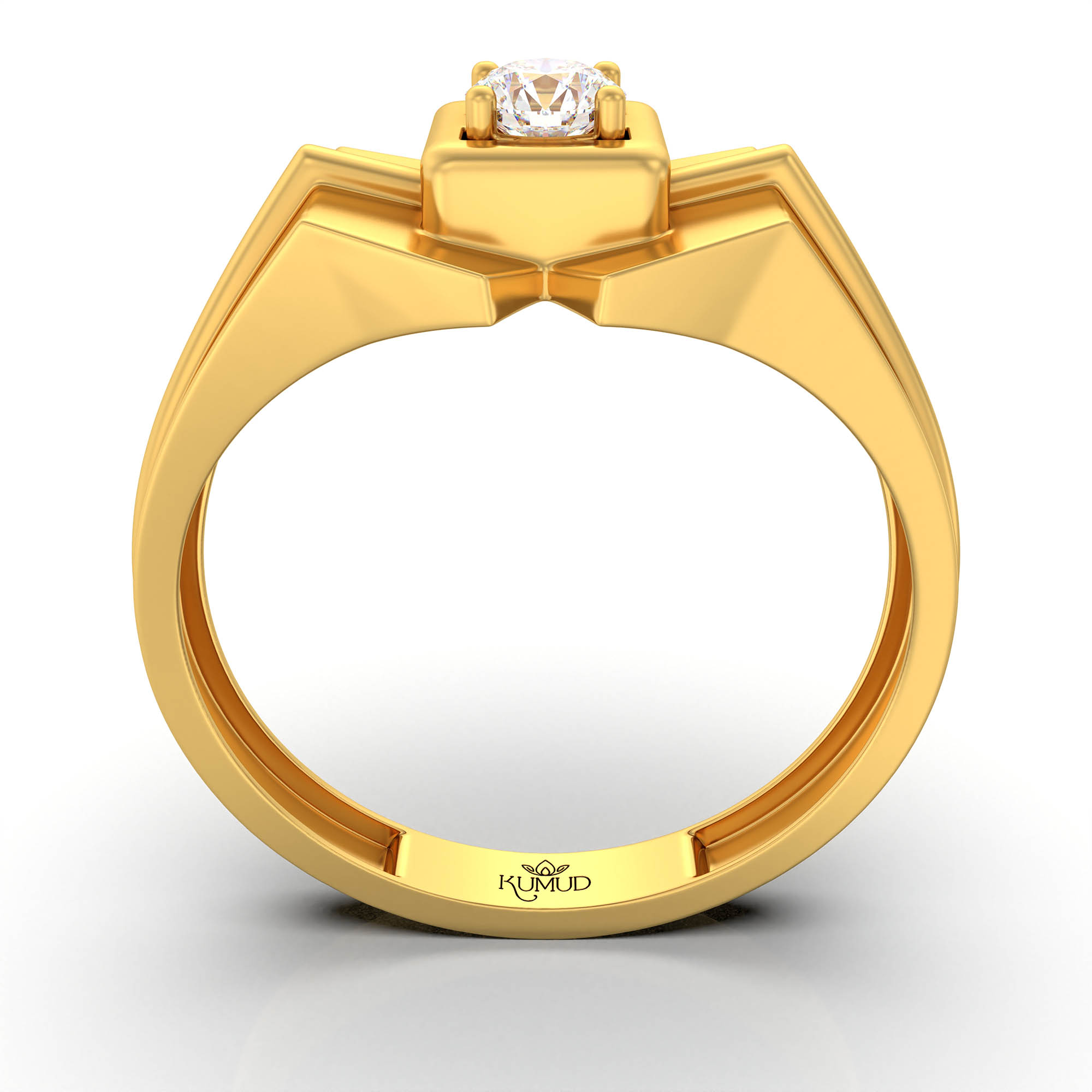 Lab-Grown Diamond Solitaire Ring for Men in 22K Yellow Gold – 0.25 Ct Round, 5 g (Design K7-6) thumbnail