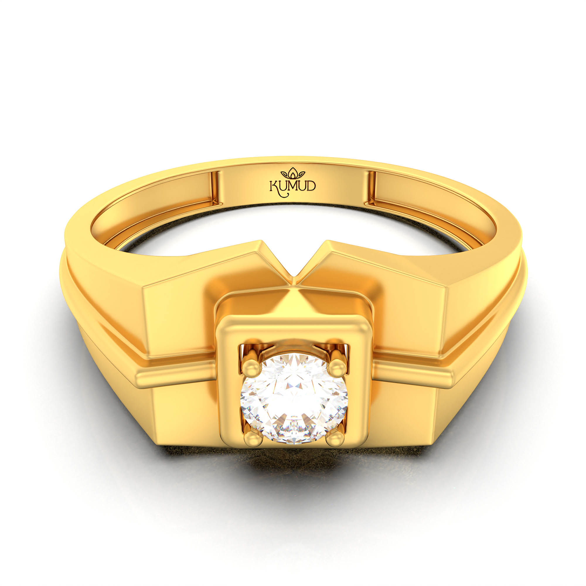 Lab-Grown Diamond Solitaire Ring for Men in 22K Yellow Gold – 0.25 Ct Round, 5 g (Design K7-6) thumbnail