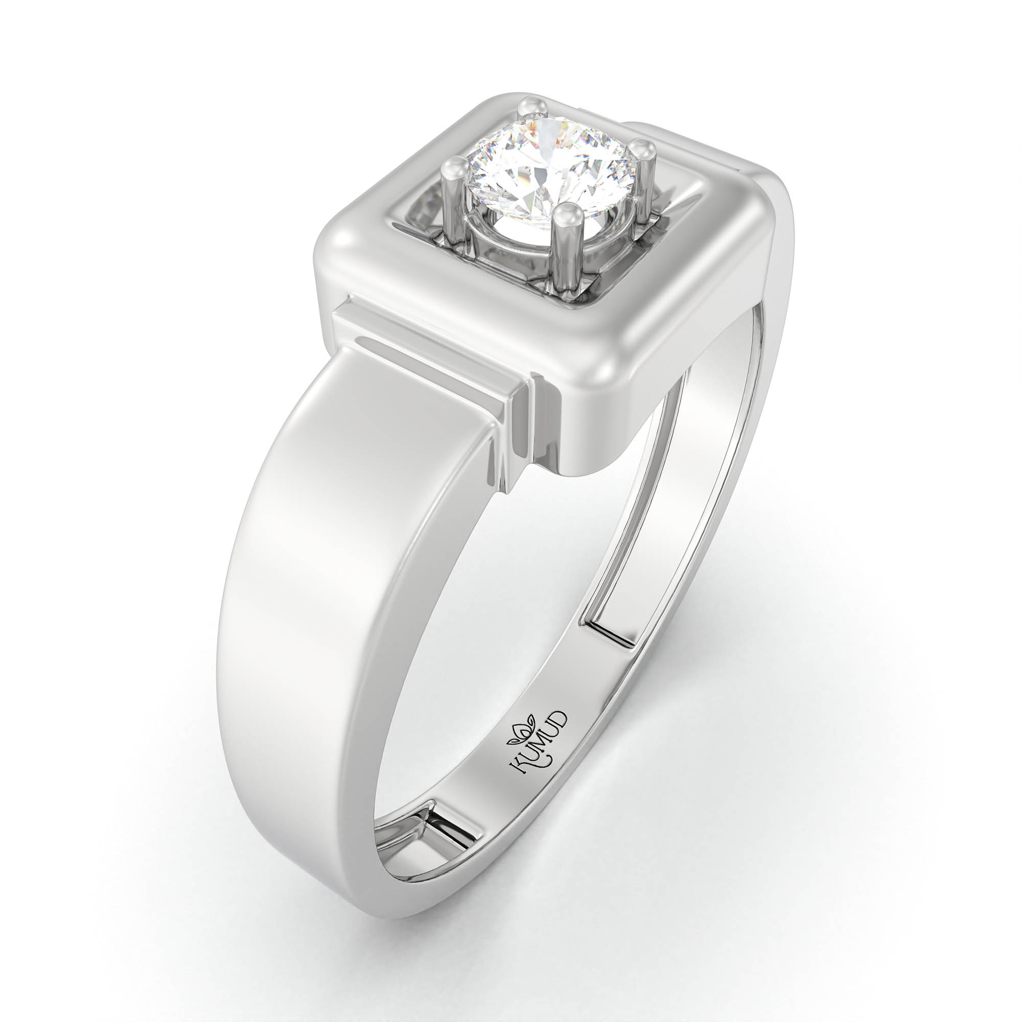 Lab-Grown Diamond Solitaire Ring for Men in 18K White Gold – 0.25 Ct Round, 5 g (Design K7-7) thumbnail