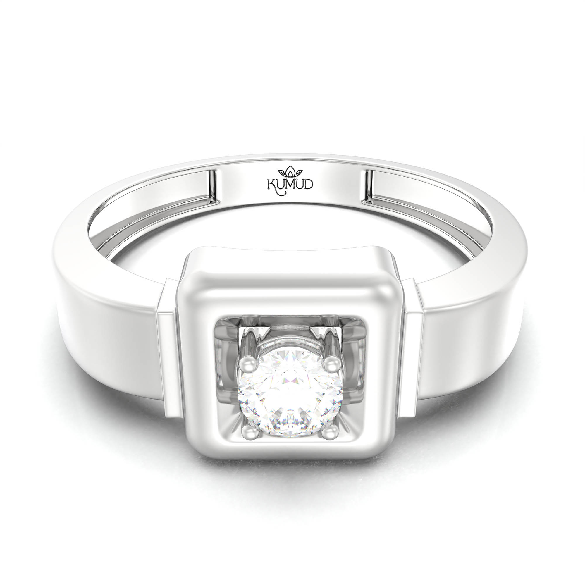 Lab-Grown Diamond Solitaire Ring for Men in 18K White Gold – 0.25 Ct Round, 5 g (Design K7-7) thumbnail