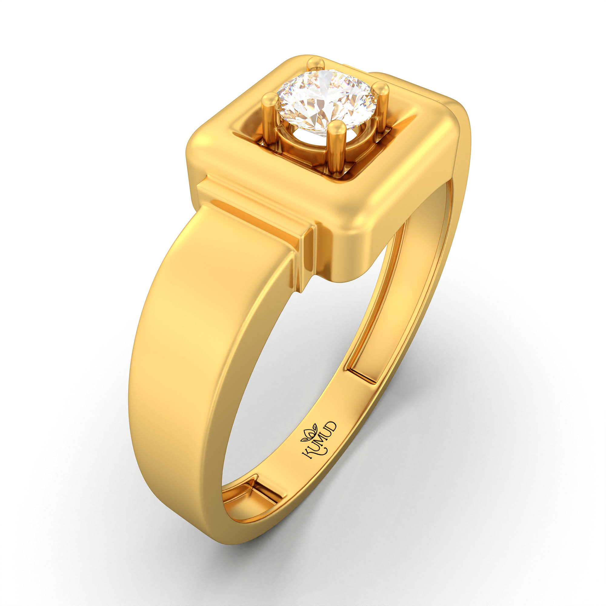 Lab-Grown Diamond Solitaire Ring for Men in 22K Yellow Gold – 0.25 Ct Round, 5 g (Design K7-7) thumbnail