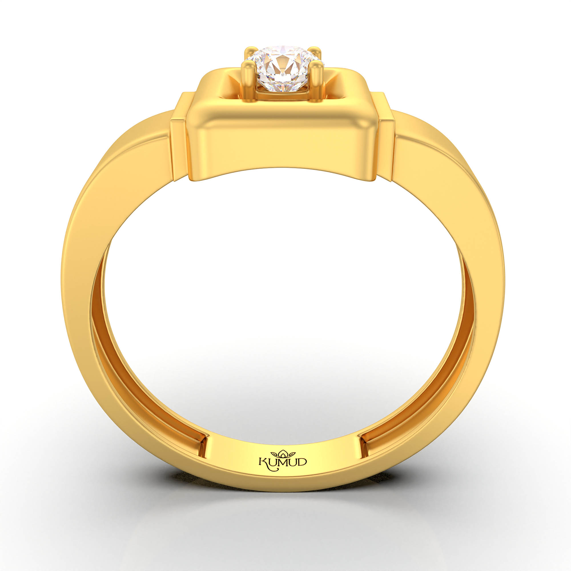 Lab-Grown Diamond Solitaire Ring for Men in 22K Yellow Gold – 0.25 Ct Round, 5 g (Design K7-7) thumbnail