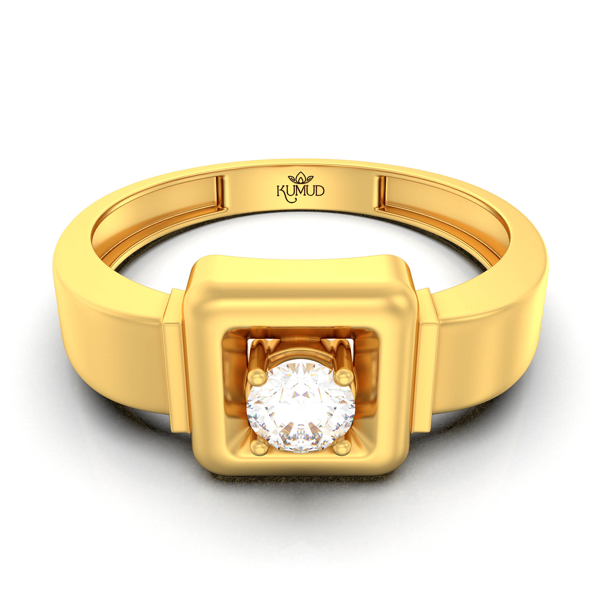 Lab-Grown Diamond Solitaire Ring for Men in 22K Yellow Gold – 0.25 Ct Round, 5 g (Design K7-7) thumbnail