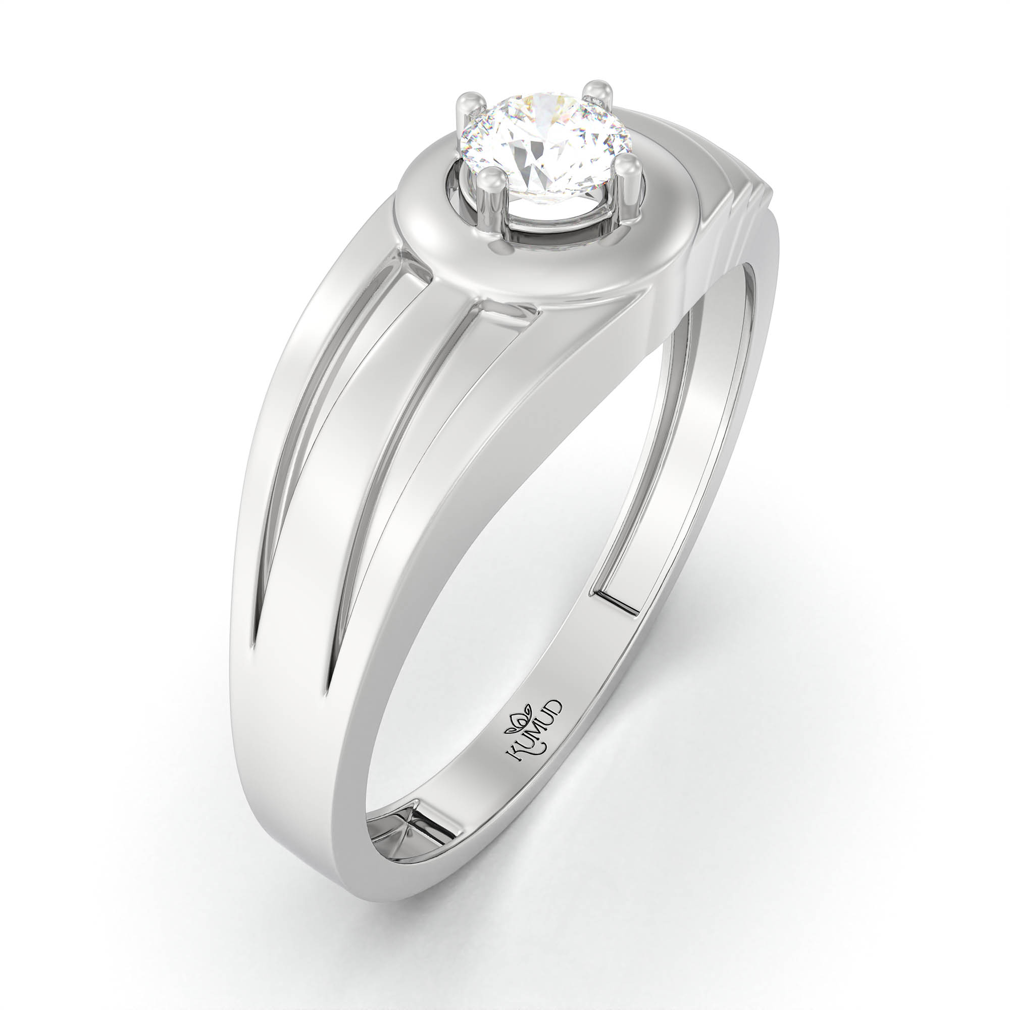 Lab-Grown Diamond Solitaire Ring for Men in 18K White Gold – 0.25 Ct Round, 5 g (Design K7-10) thumbnail