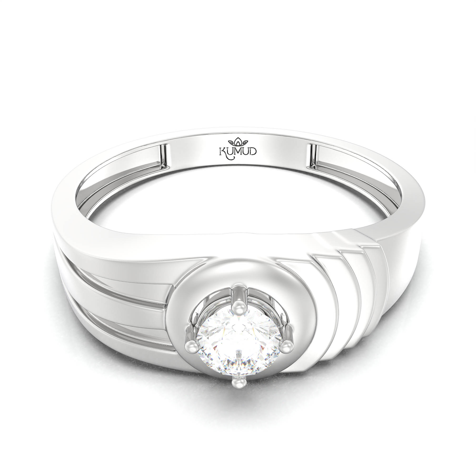 Lab-Grown Diamond Solitaire Ring for Men in 18K White Gold – 0.25 Ct Round, 5 g (Design K7-10) thumbnail