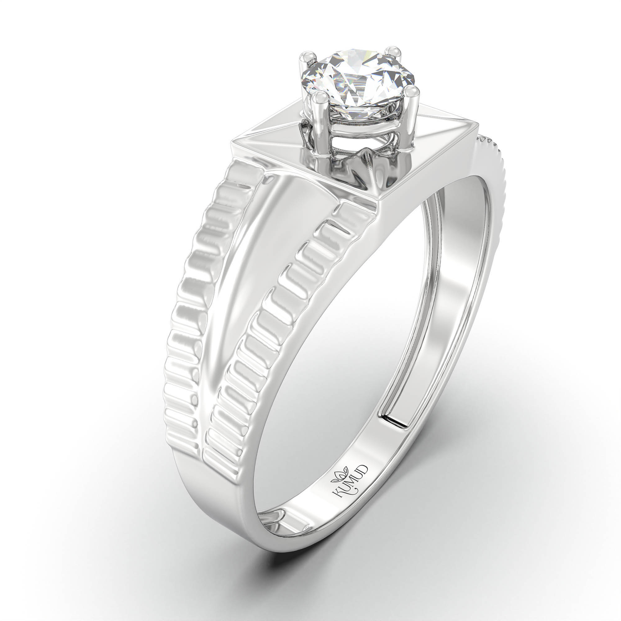 Lab-Grown Diamond Solitaire Ring for Men in 18K White Gold – 0.5 Ct Round, 6 g (Design K8-1-APGAA) thumbnail