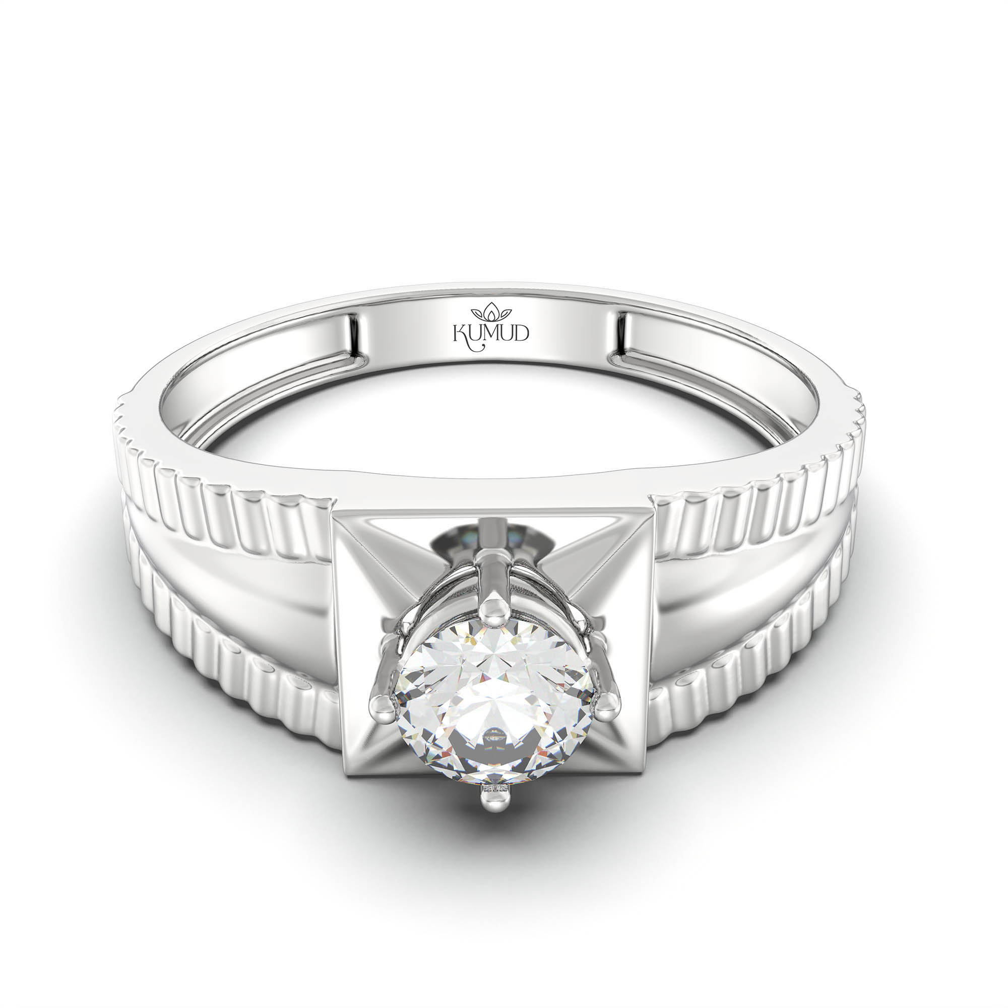 Lab-Grown Diamond Solitaire Ring for Men in 18K White Gold – 0.5 Ct Round, 6 g (Design K8-1-APGAA) thumbnail