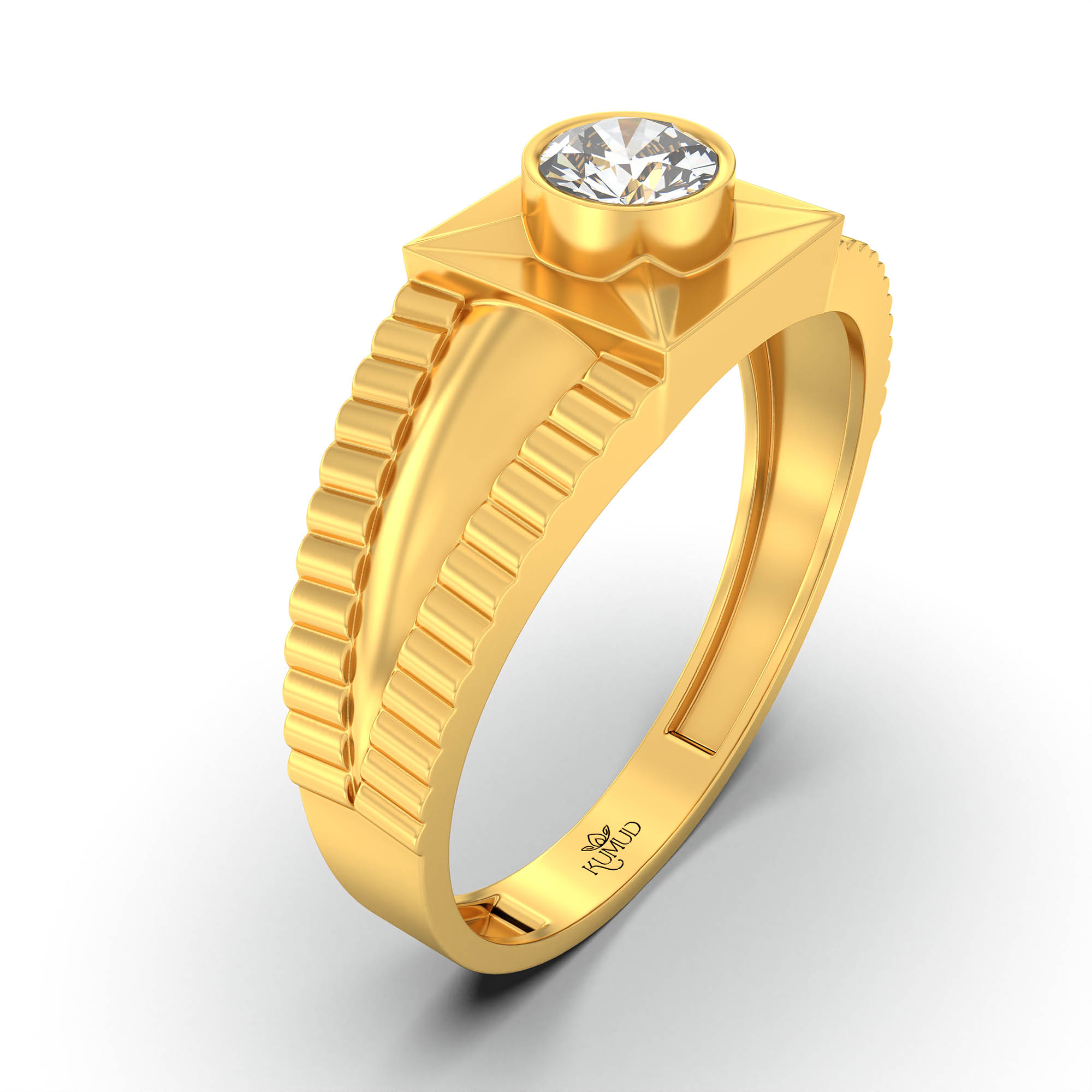 Lab-Grown Diamond Solitaire Ring for Men in 22K Yellow Gold – 0.5 Ct Round, 6 g (Design K8-1-BBZAA) thumbnail