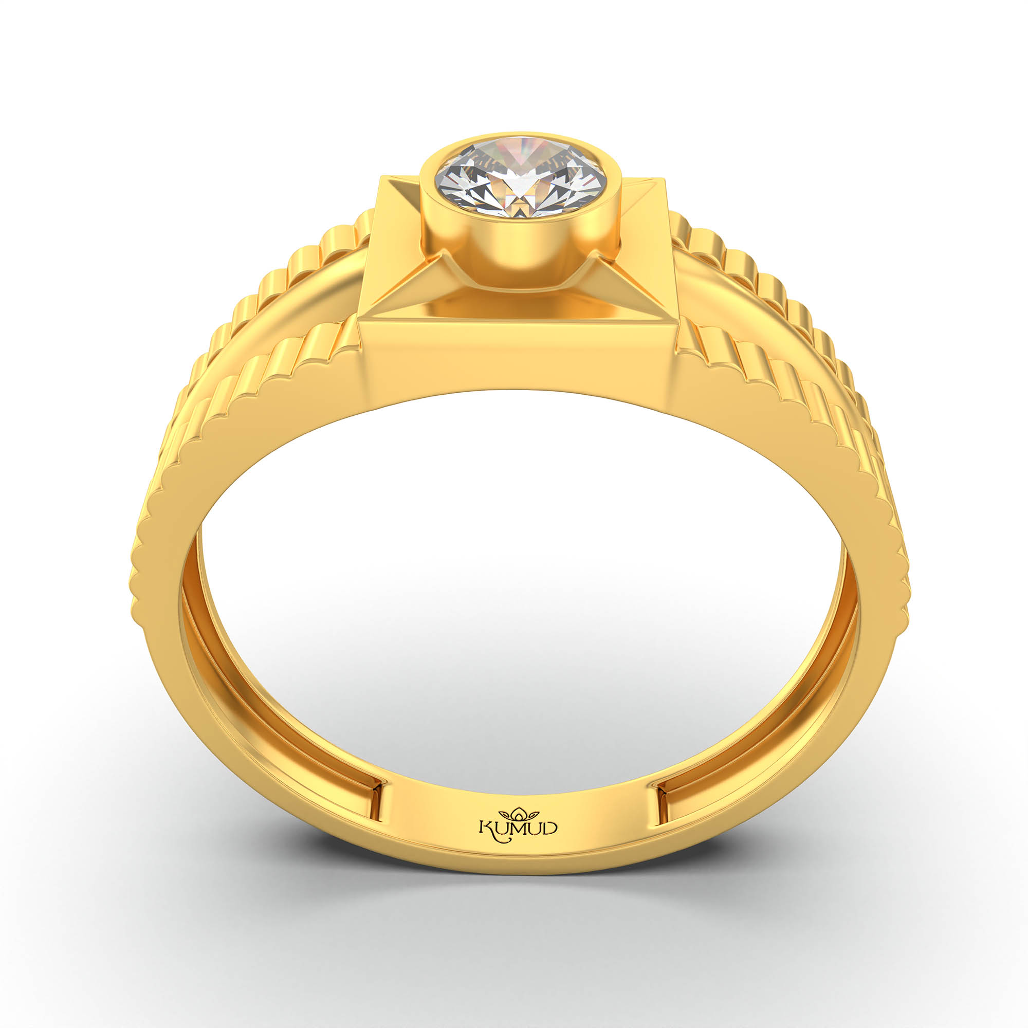 Lab-Grown Diamond Solitaire Ring for Men in 22K Yellow Gold – 0.5 Ct Round, 6 g (Design K8-1-BBZAA) thumbnail
