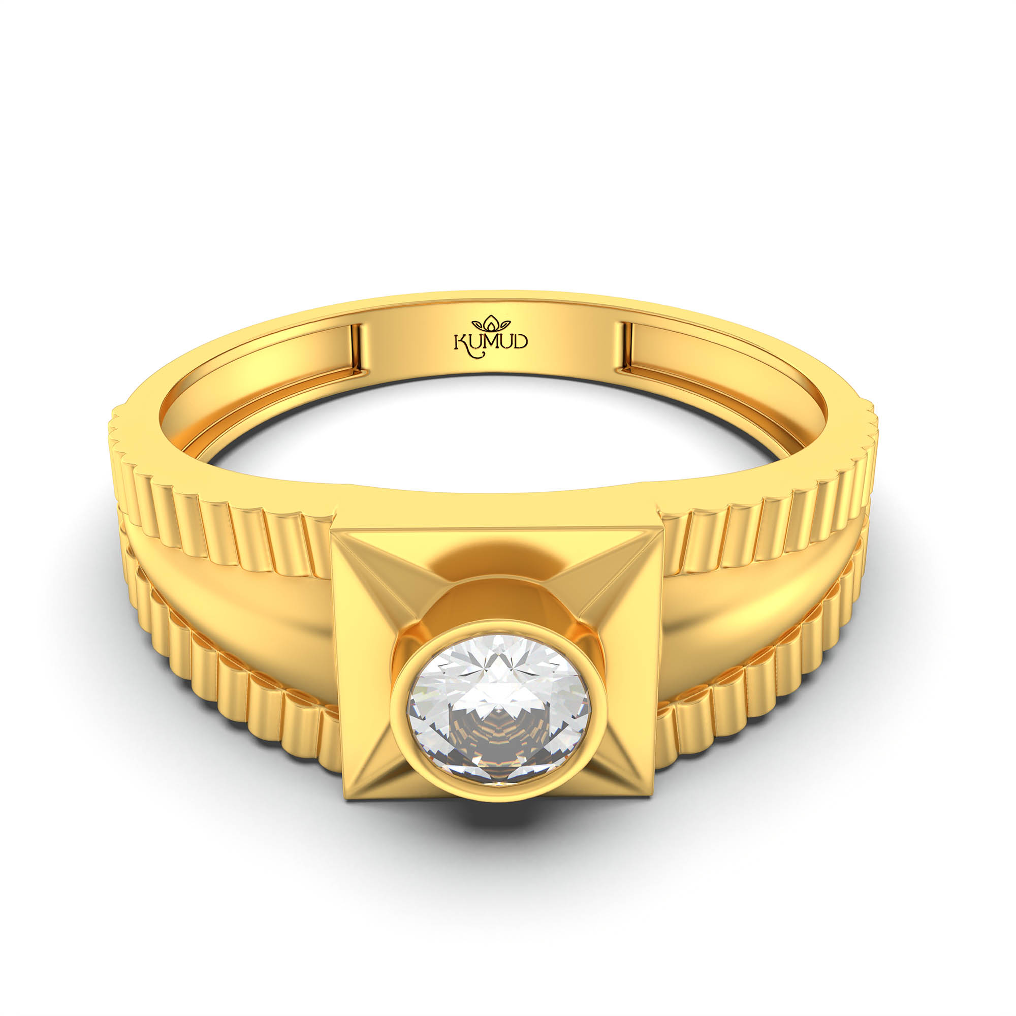 Lab-Grown Diamond Solitaire Ring for Men in 22K Yellow Gold – 0.5 Ct Round, 6 g (Design K8-1-BBZAA) thumbnail