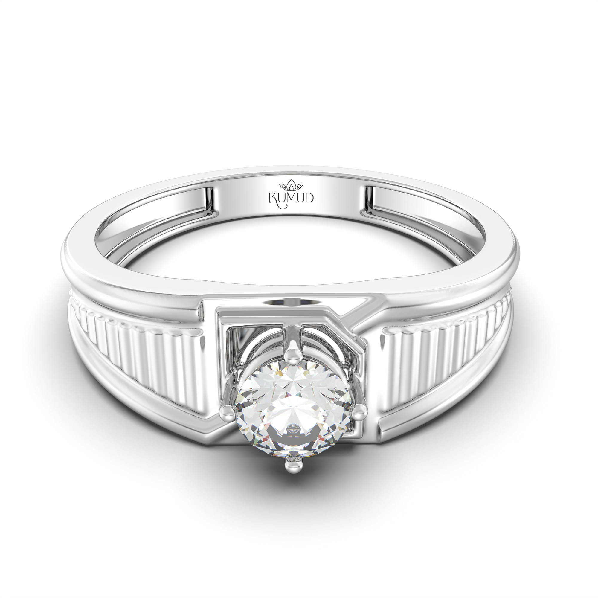 Lab-Grown Diamond Solitaire Ring for Men in 18K White Gold – 0.5 Ct Round, 6 g (Design K8-2-APGAA) thumbnail