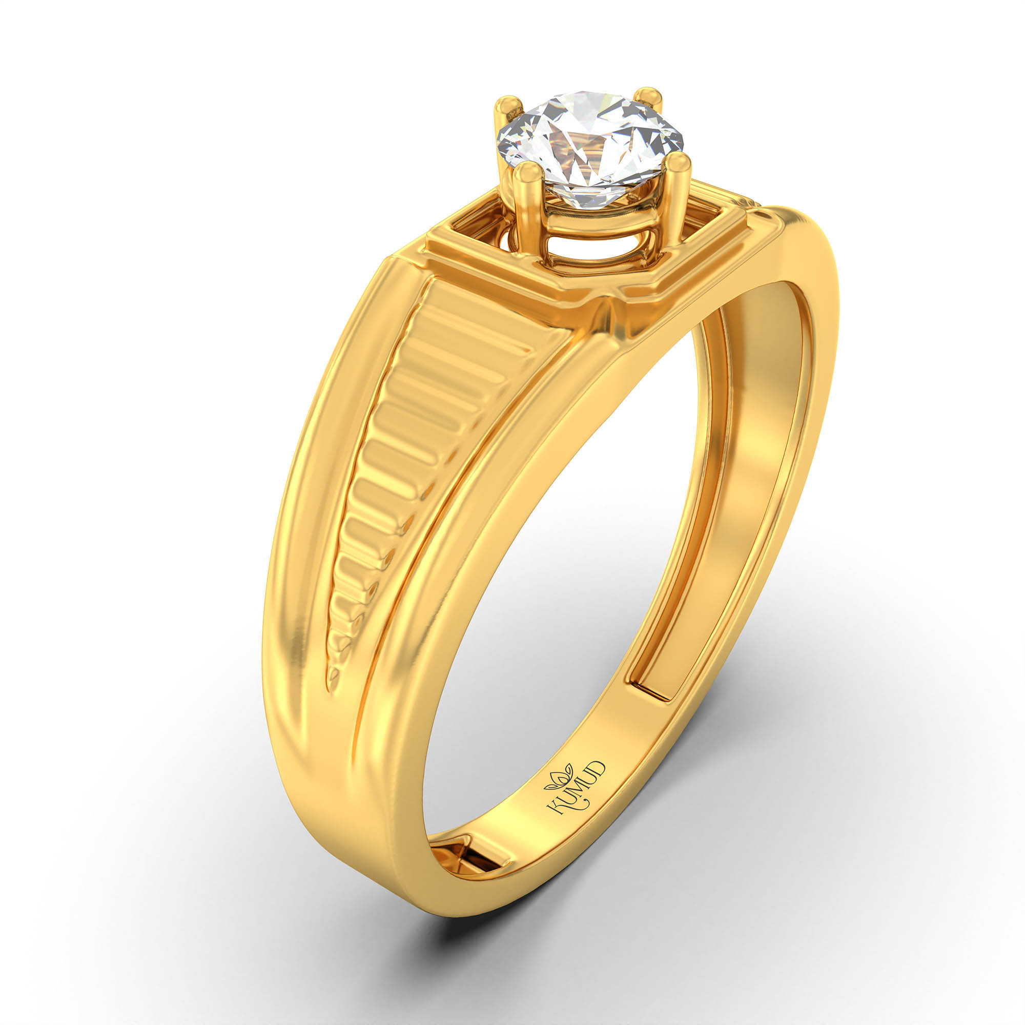 Lab-Grown Diamond Solitaire Ring for Men in 22K Yellow Gold – 0.5 Ct Round, 6 g (Design K8-2-APGAA) thumbnail