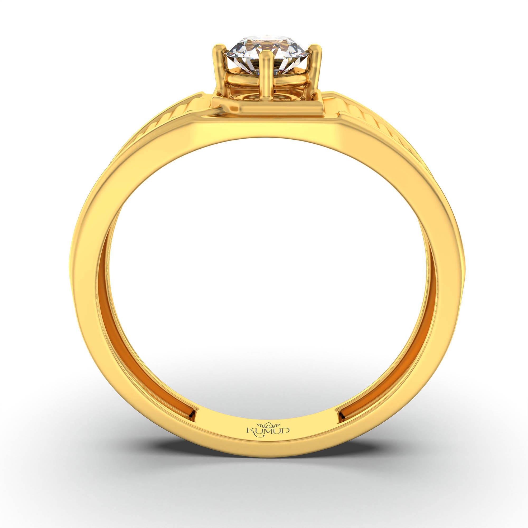 Lab-Grown Diamond Solitaire Ring for Men in 22K Yellow Gold – 0.5 Ct Round, 6 g (Design K8-2-APGAA) thumbnail