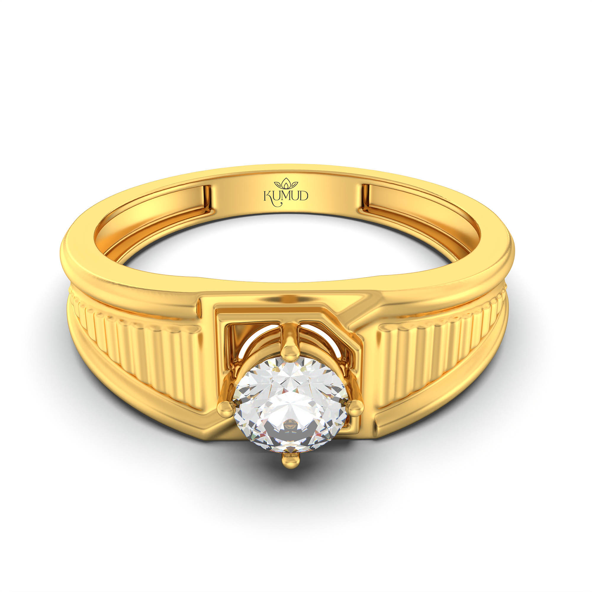 Lab-Grown Diamond Solitaire Ring for Men in 22K Yellow Gold – 0.5 Ct Round, 6 g (Design K8-2-APGAA) thumbnail